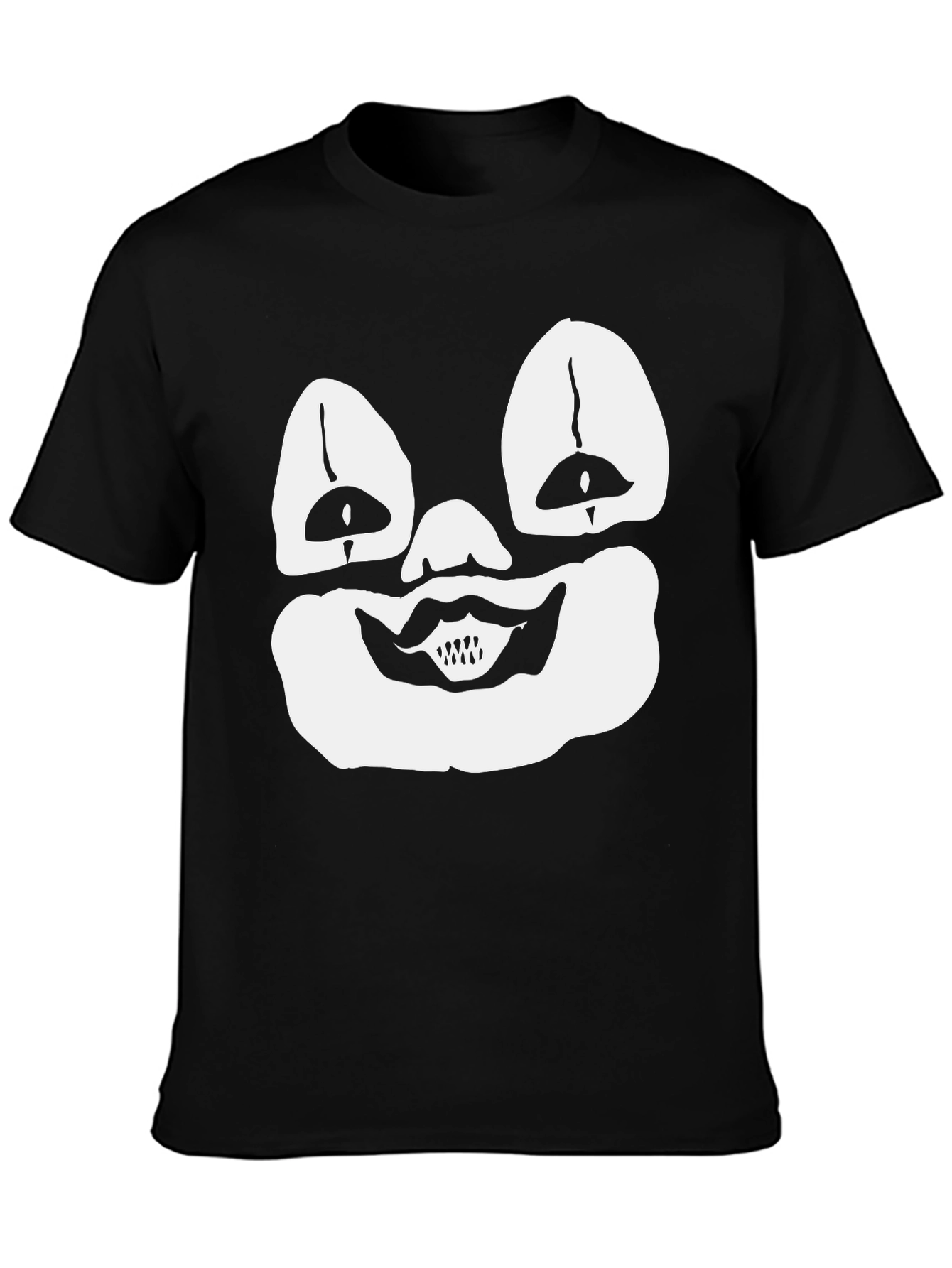 Black Clown Face Graphic Tee - Black Cotton T-Shirt view 3