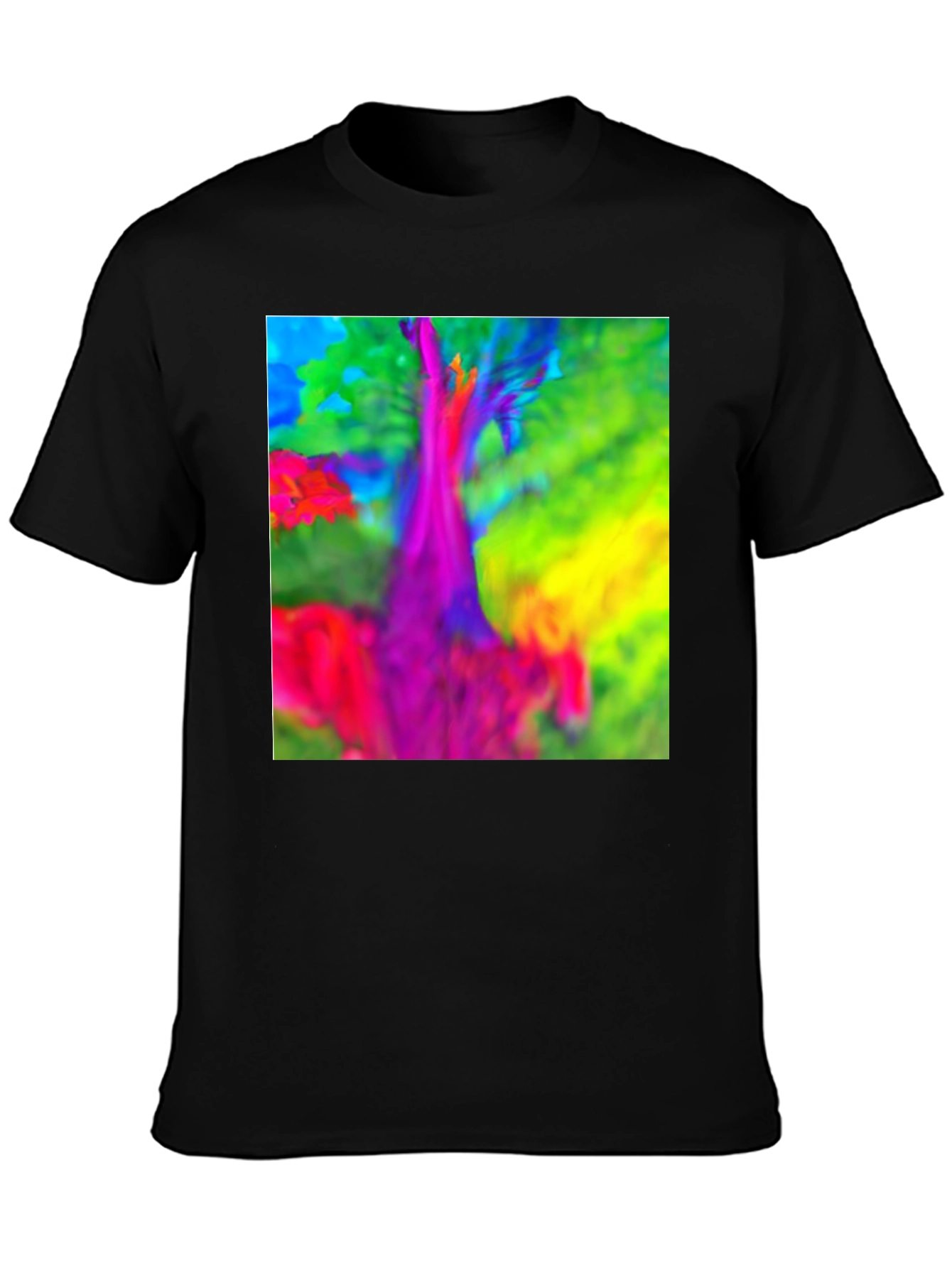 Black Vibrant Tree Graphic T-Shirt view 3