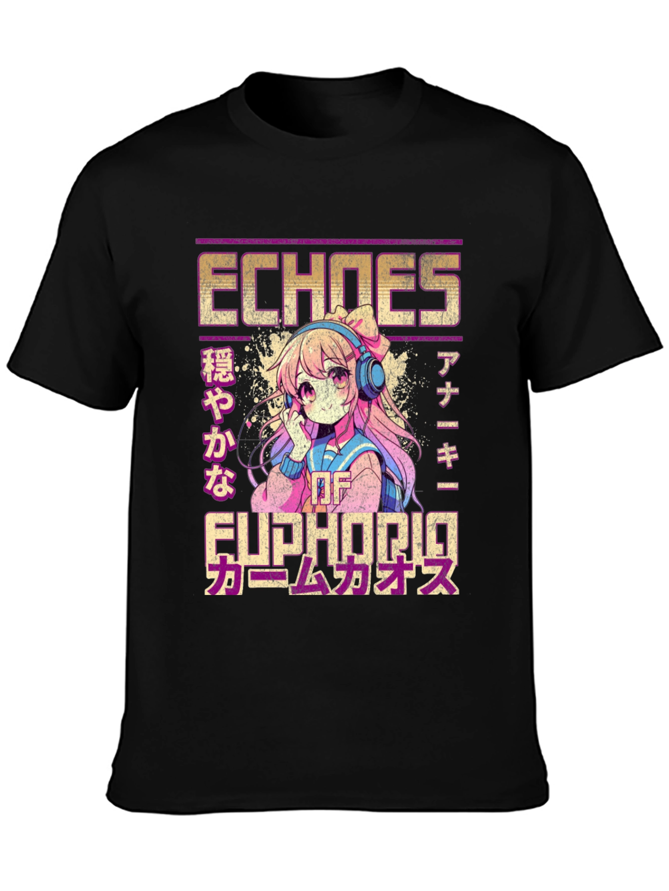 Black Echoes of Euphoria Anime Graphic T-Shirt view 3