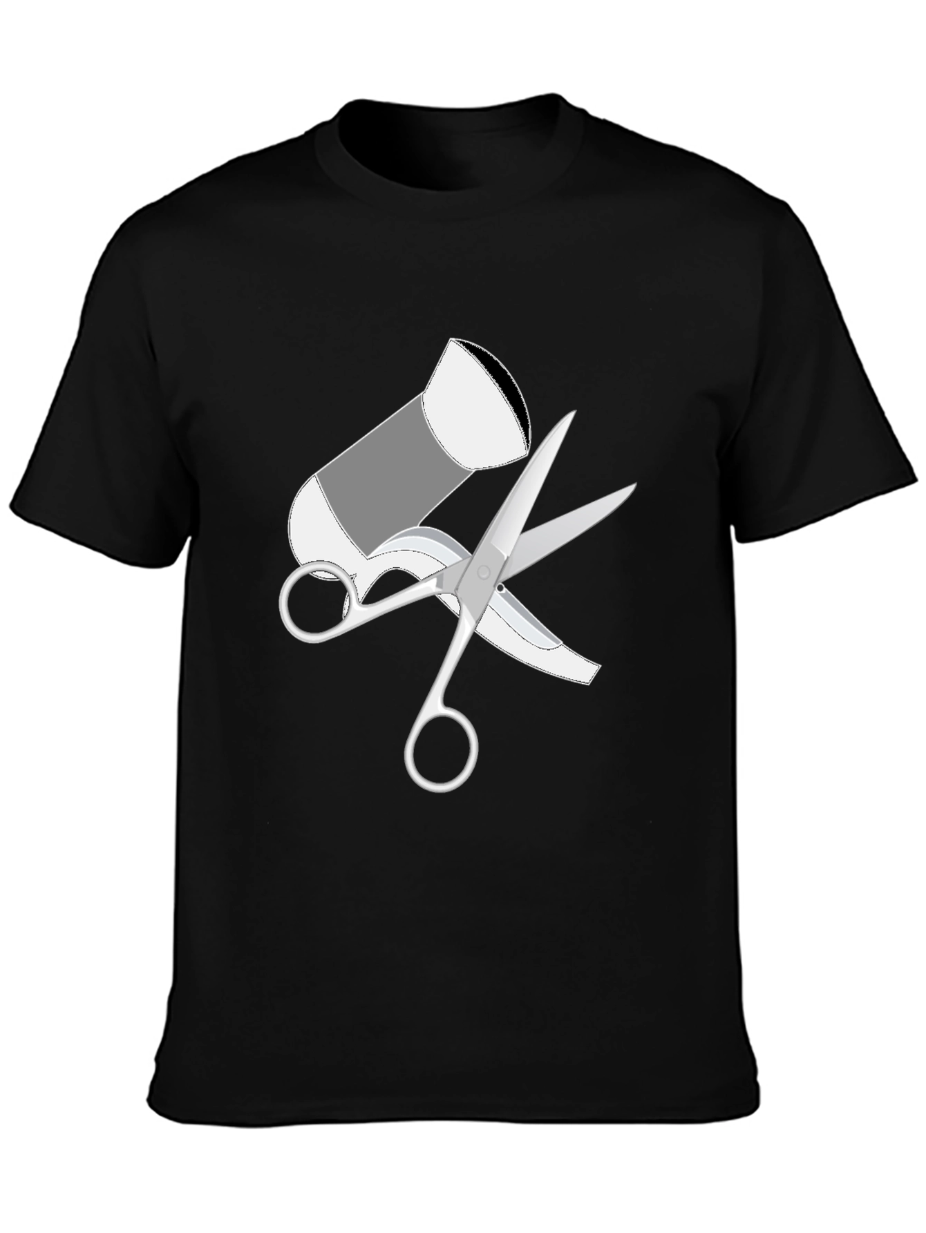 Black Hair Stylist T-Shirt - Scissors & Blower Graphic Tee view 3