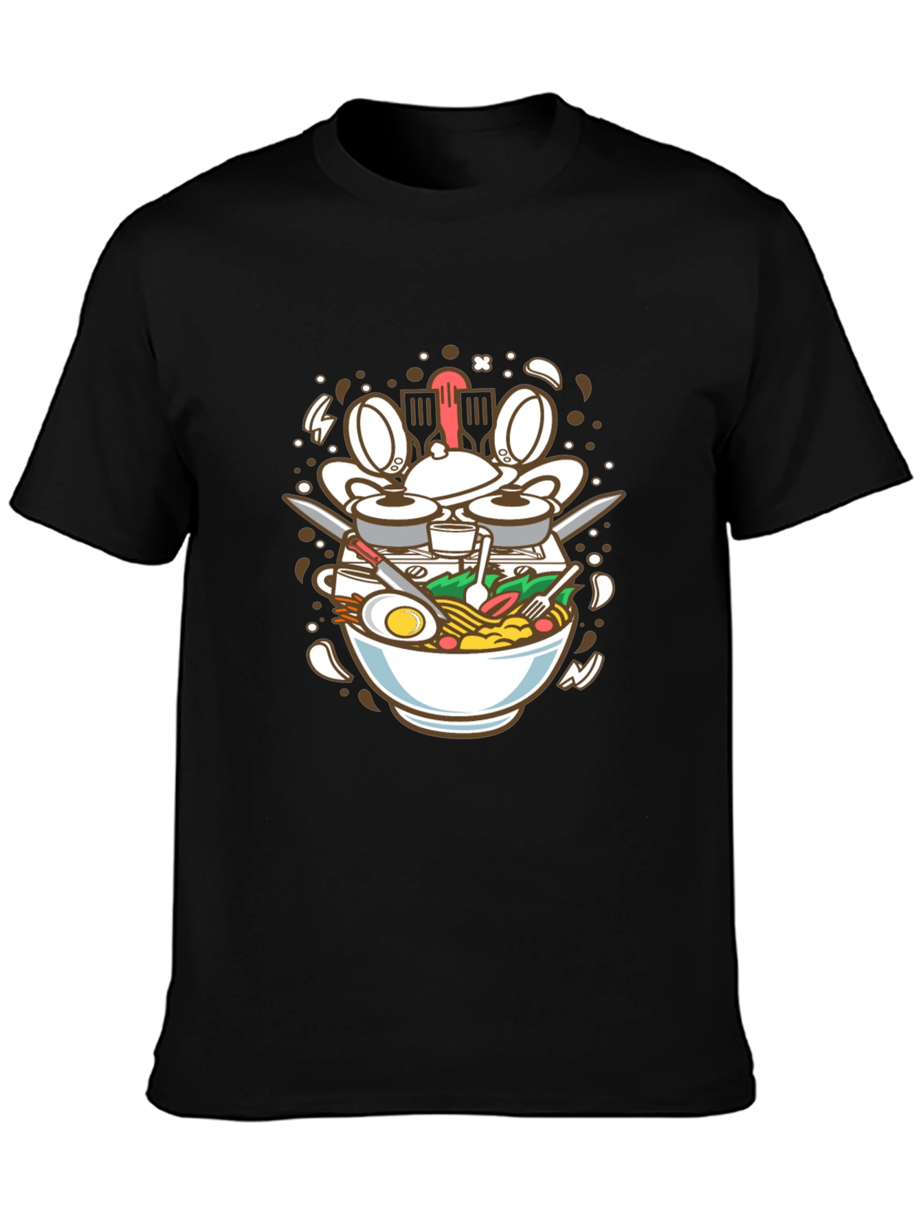 Black Ramen Drummer T-Shirt - Foodie Music Lover Tee view 3