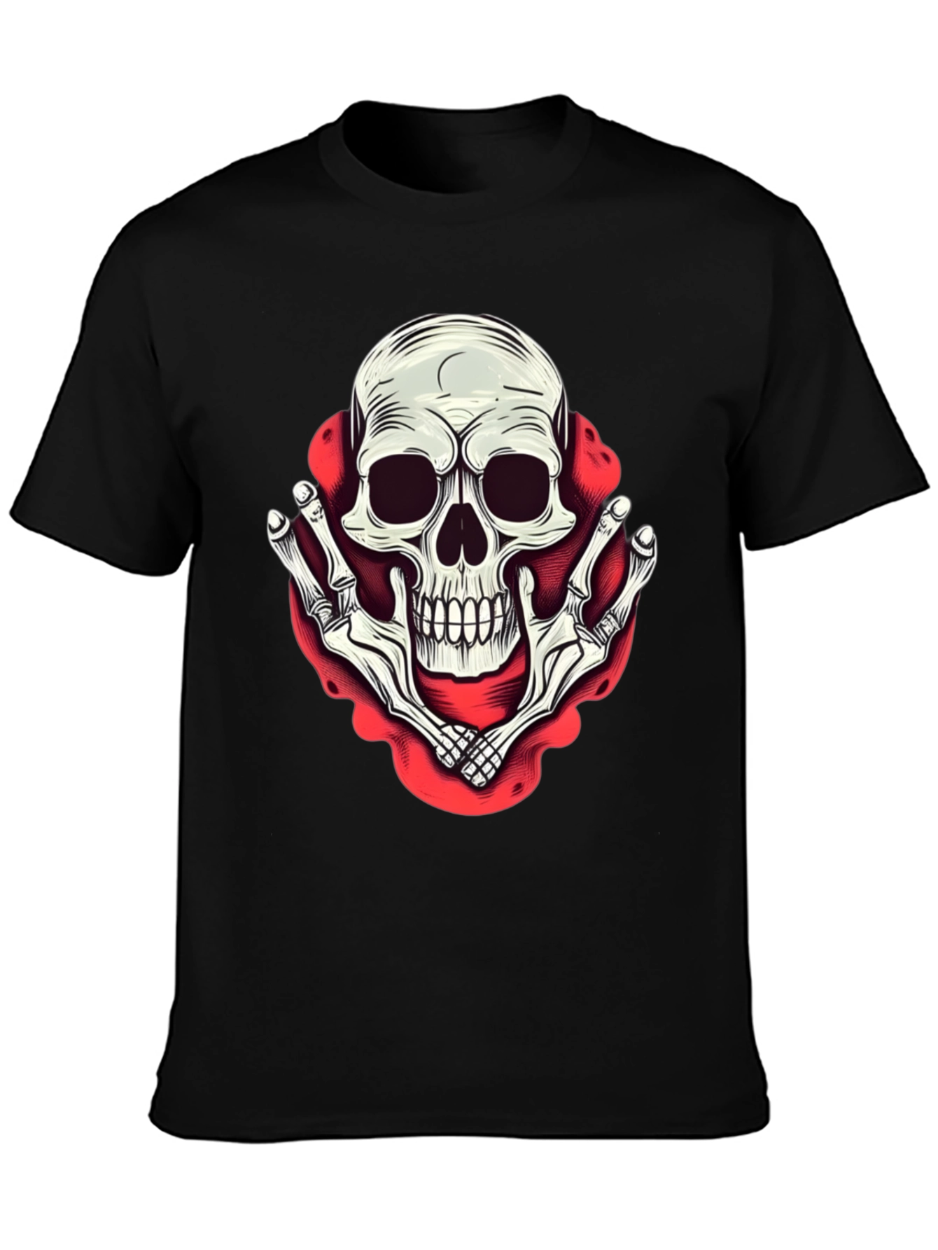 Black Skull & Bones Graphic Print T-Shirt view 3