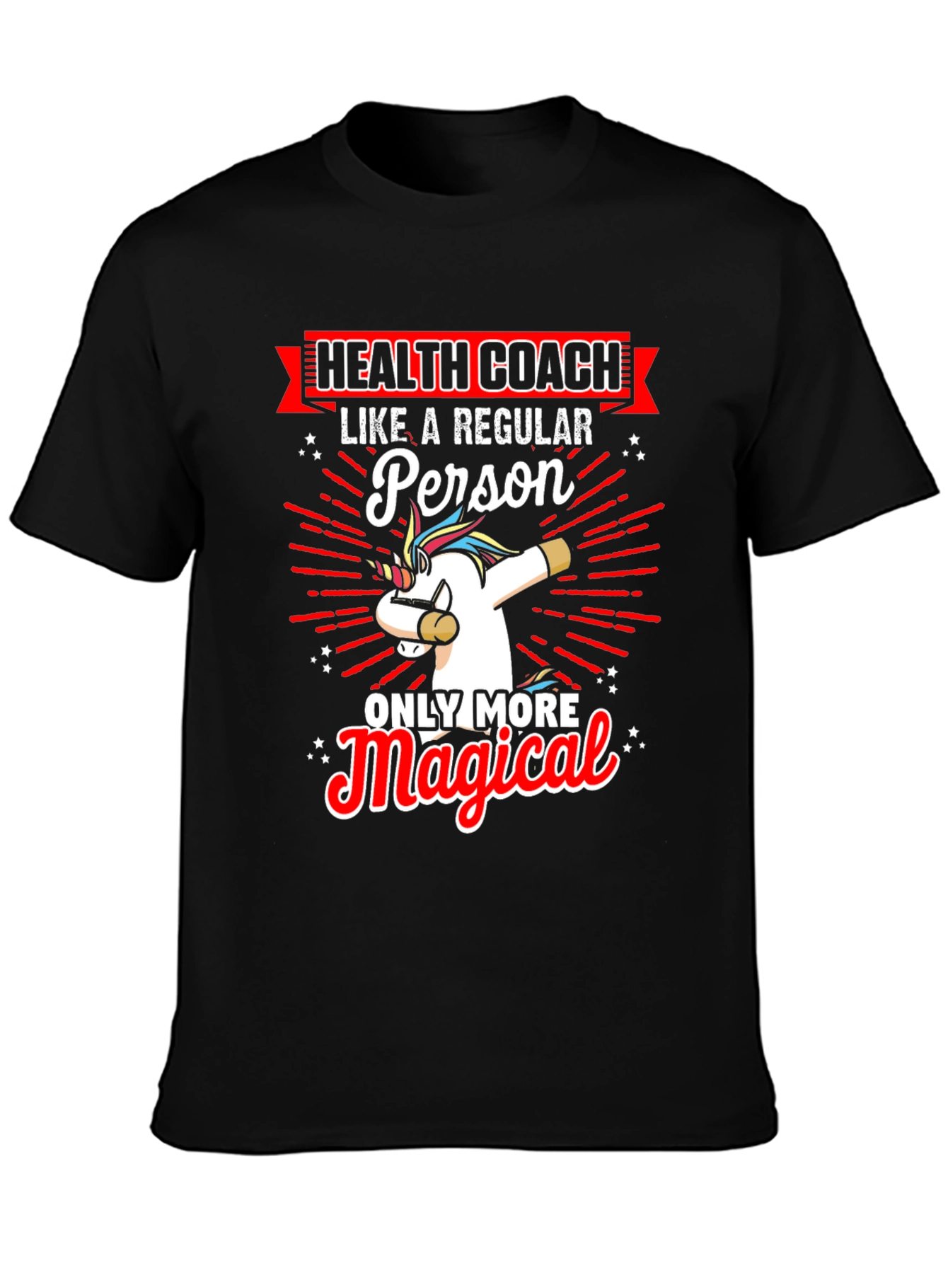 Black Health Coach Unicorn T-Shirt view 3