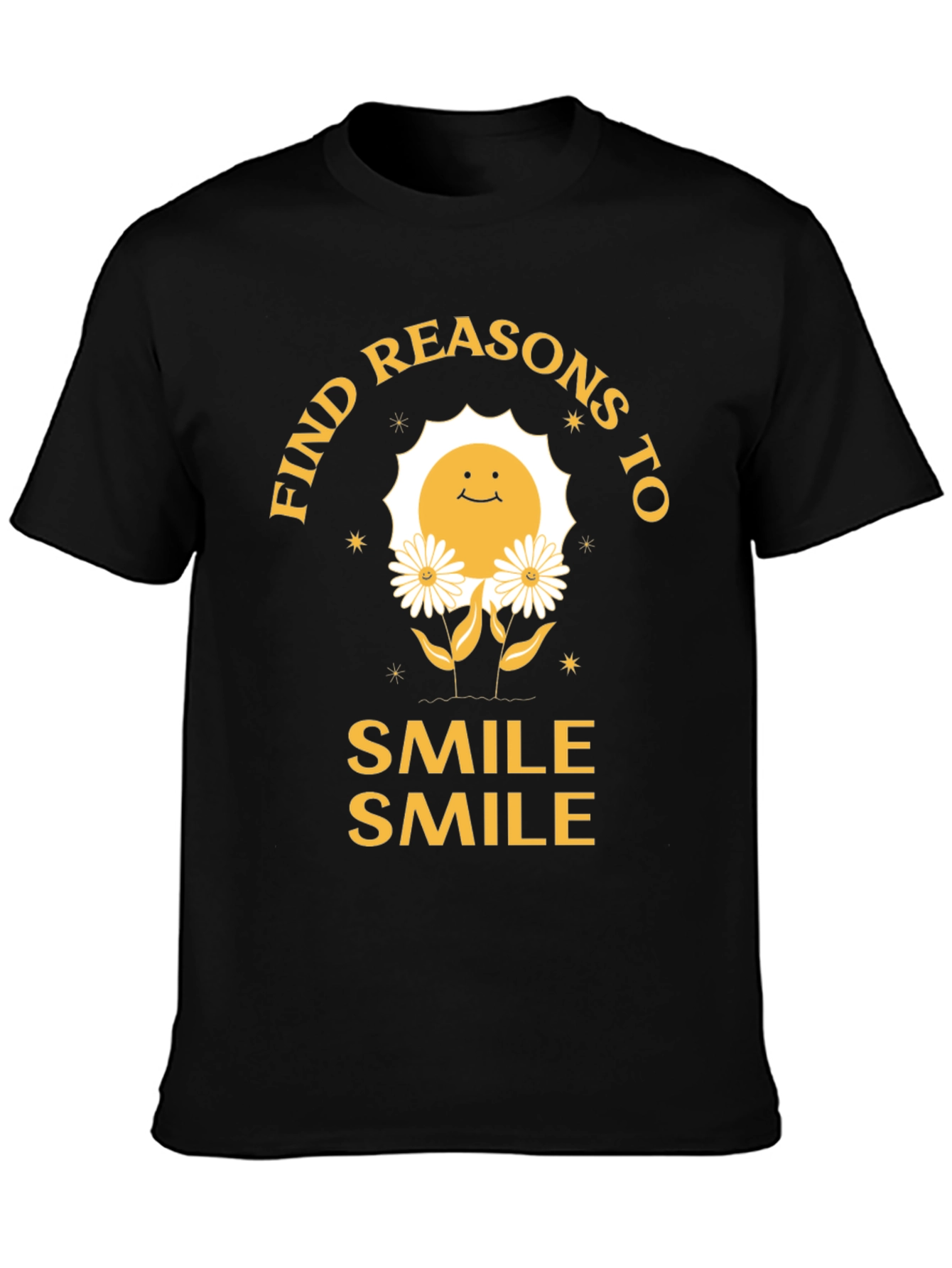 Black Smile Graphic Tee - Find Reasons To Smile T-Shirt view 3