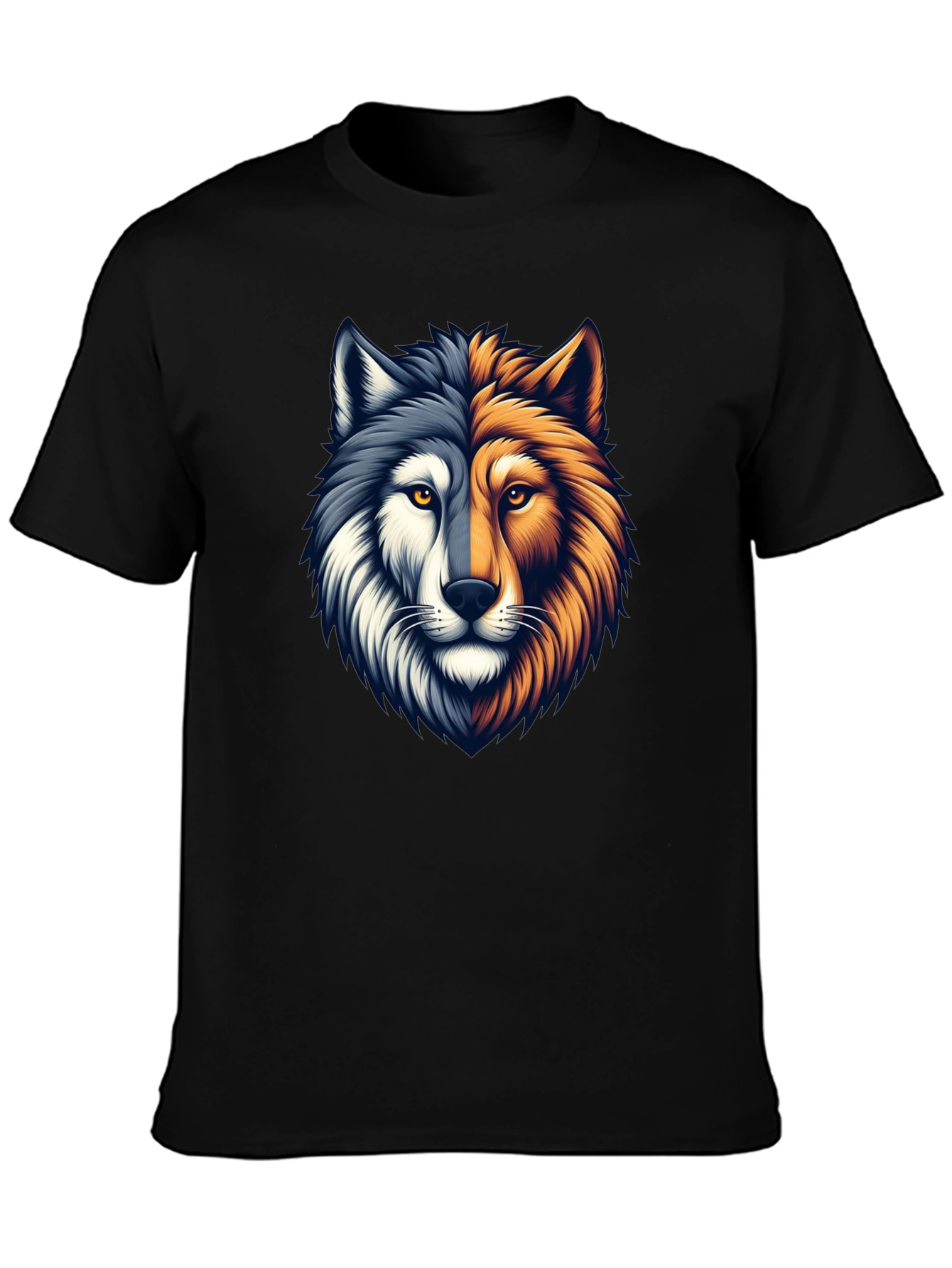 Black Two-Faced Wolf Graphic T-Shirt - Black view 3
