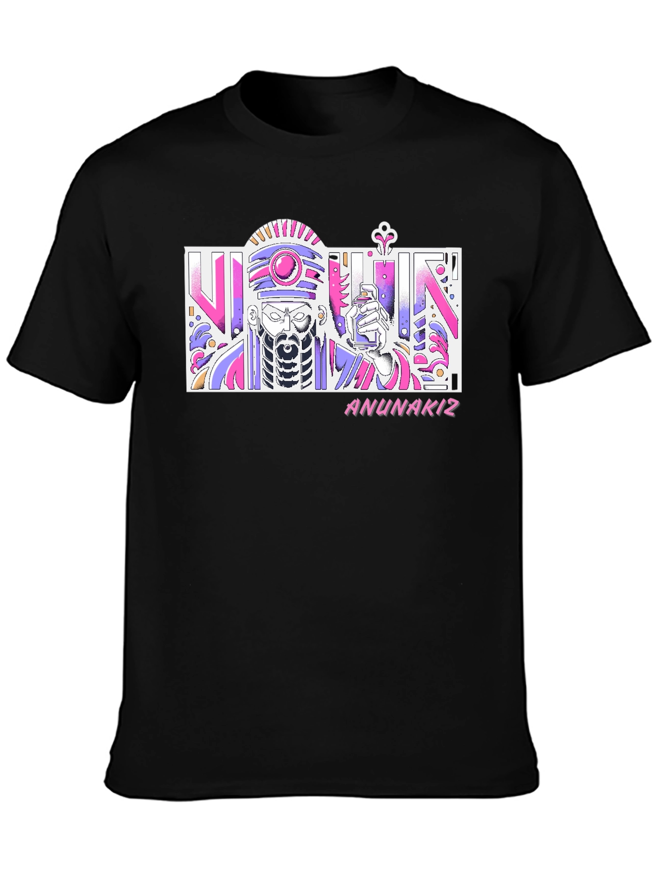 Black Anunaki T-Shirt - Artistic Graphic Tee view 3