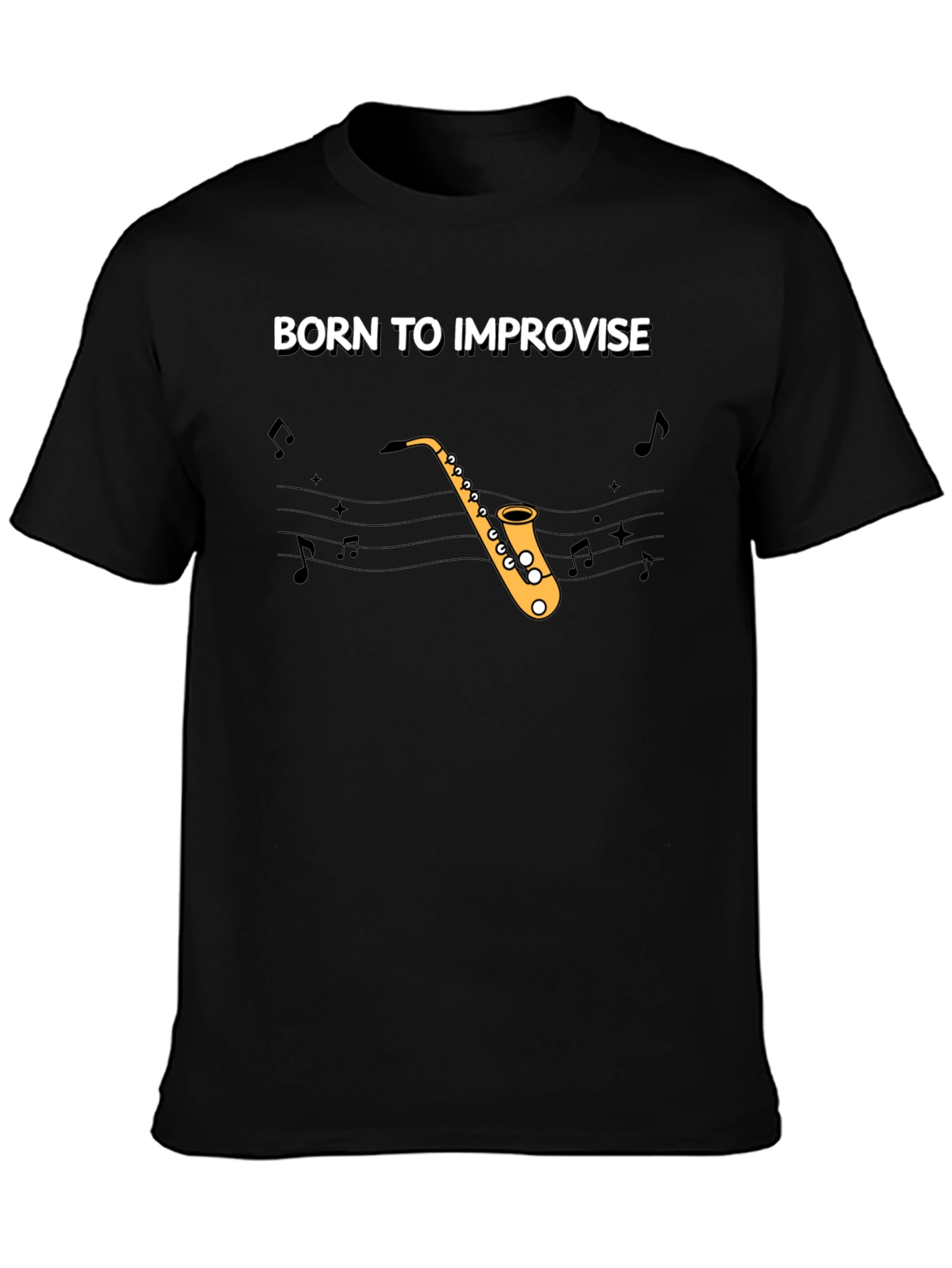 Black Born To Improvise Saxophone T-Shirt view 3