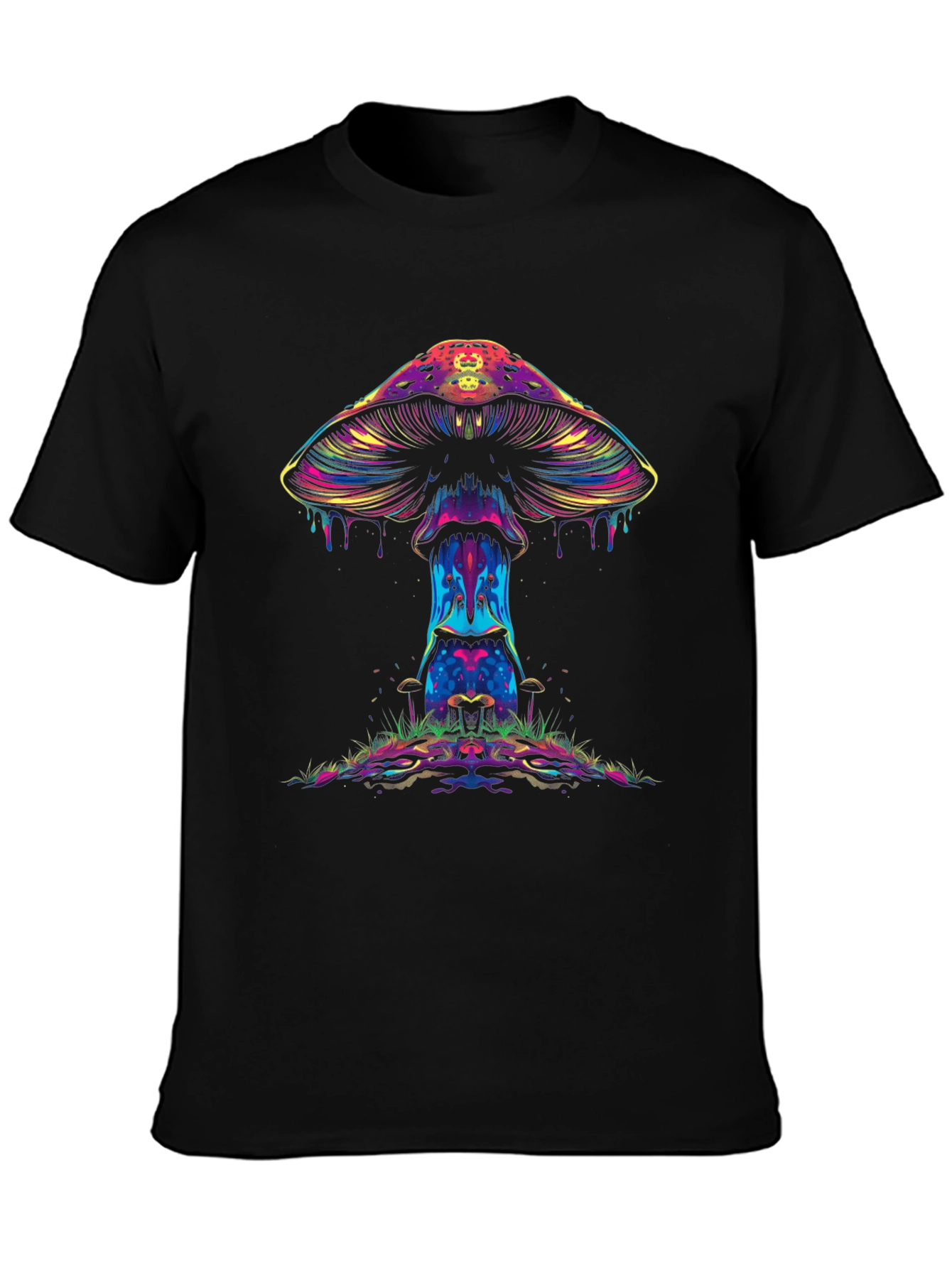 Black Psychedelic Mushroom Graphic Tee view 3