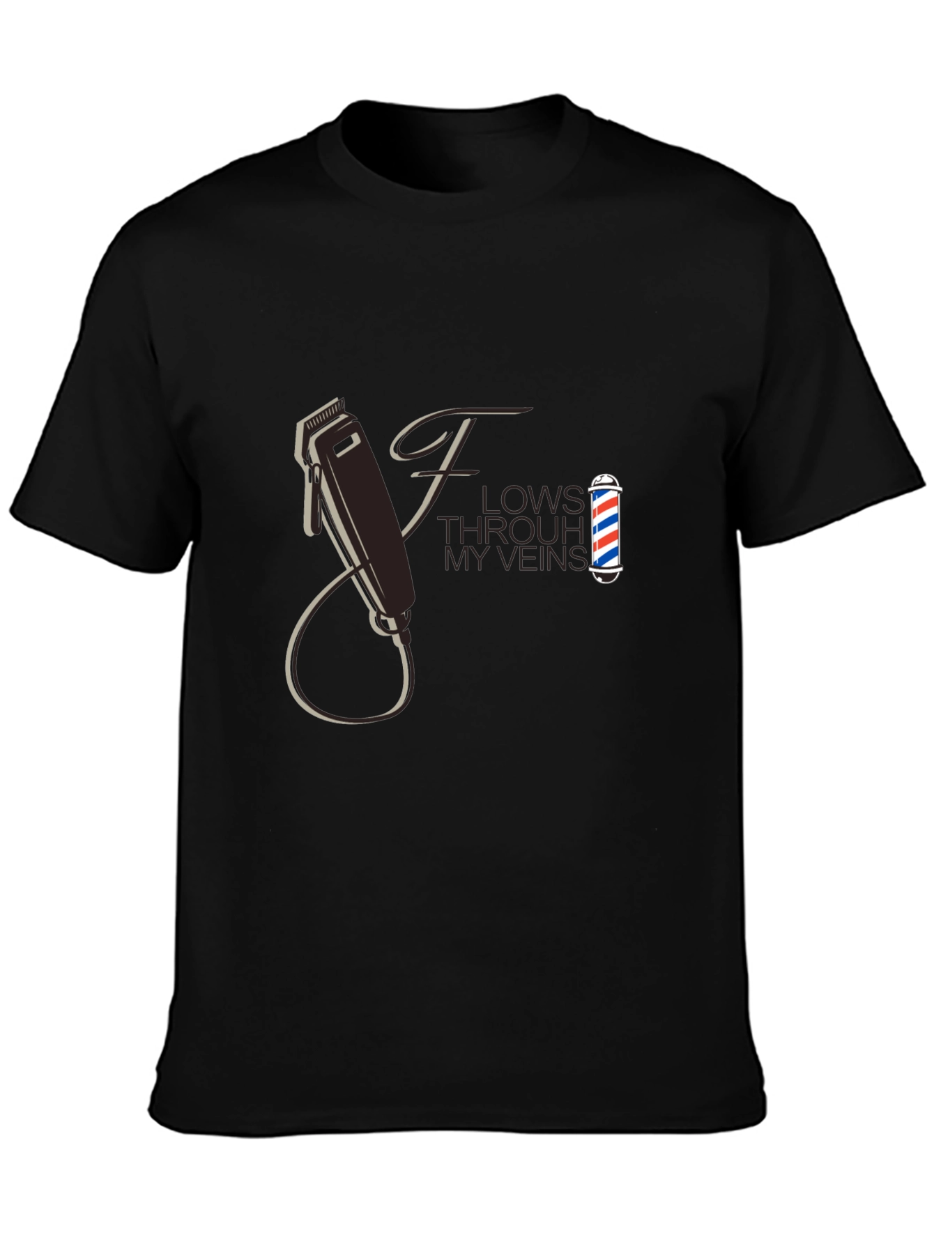 Black Barber Flow T-Shirt - Hair Clipper Design view 3