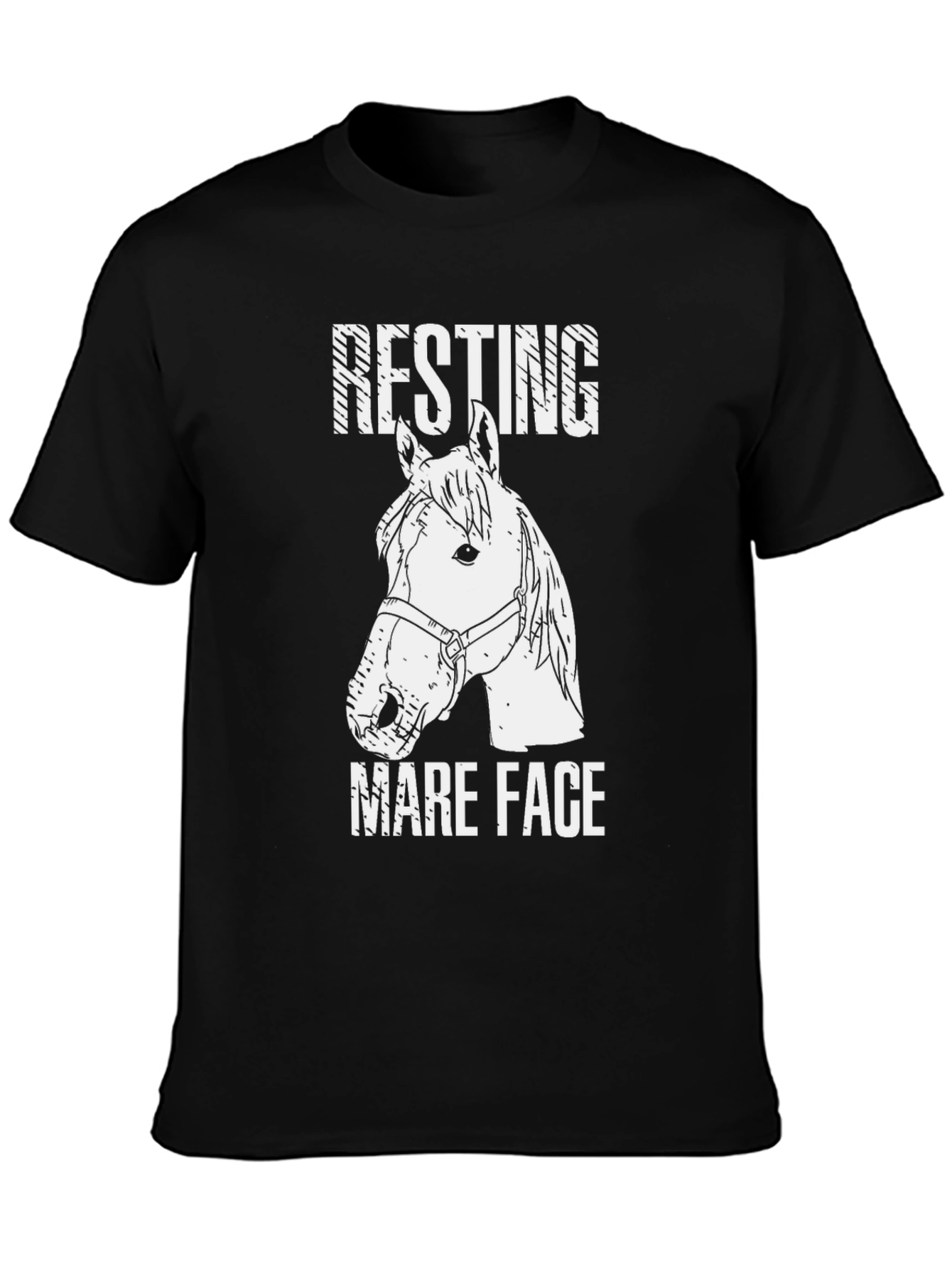 Black Resting Mare Face Graphic Tee view 3