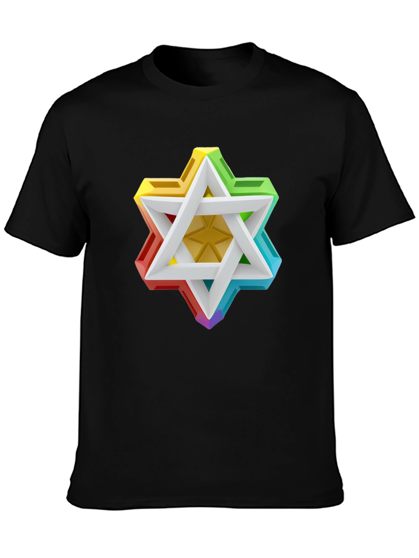 Black Rainbow Star of David Graphic Tee view 3