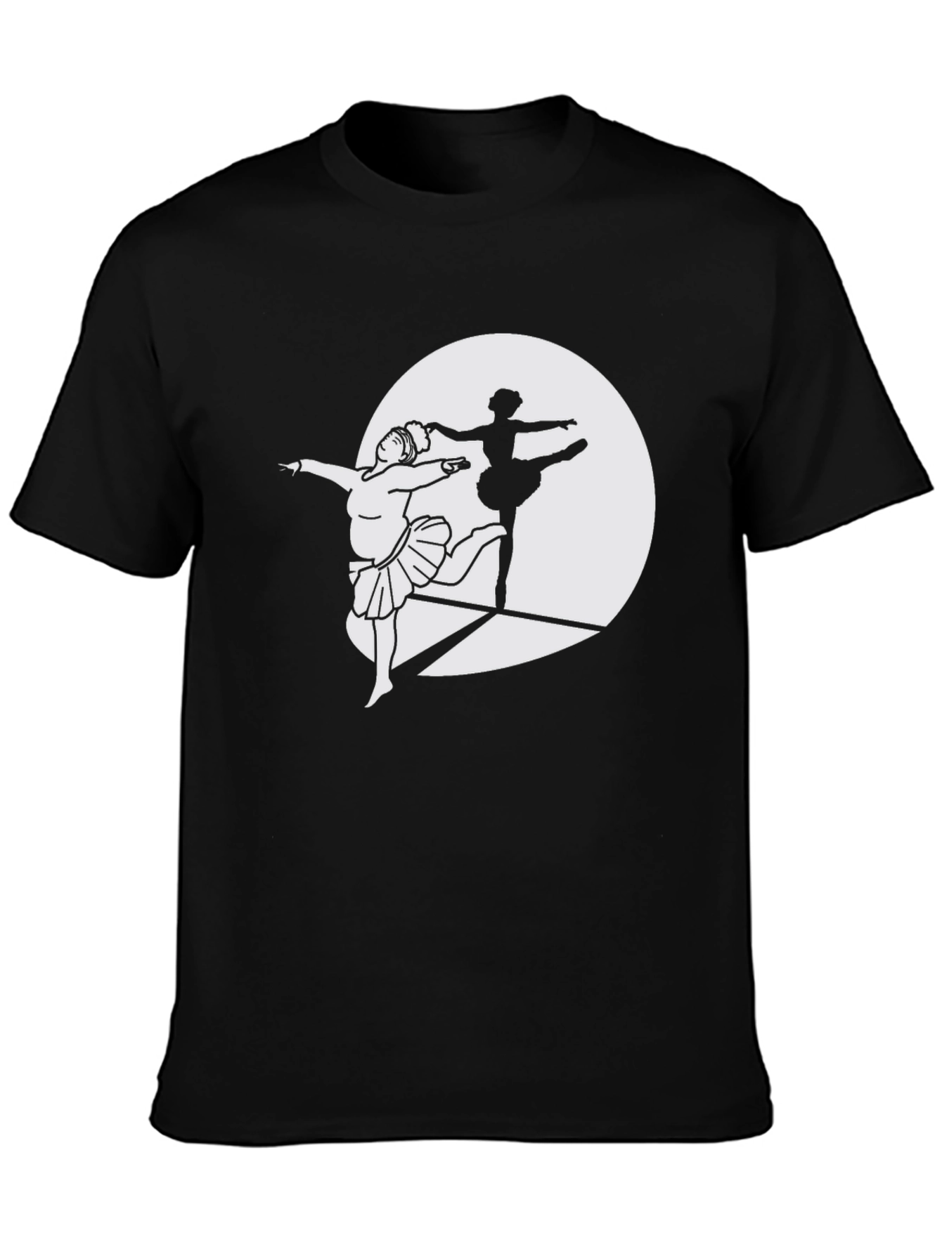 Black Ballet Dancer Silhouette Black T-Shirt view 3