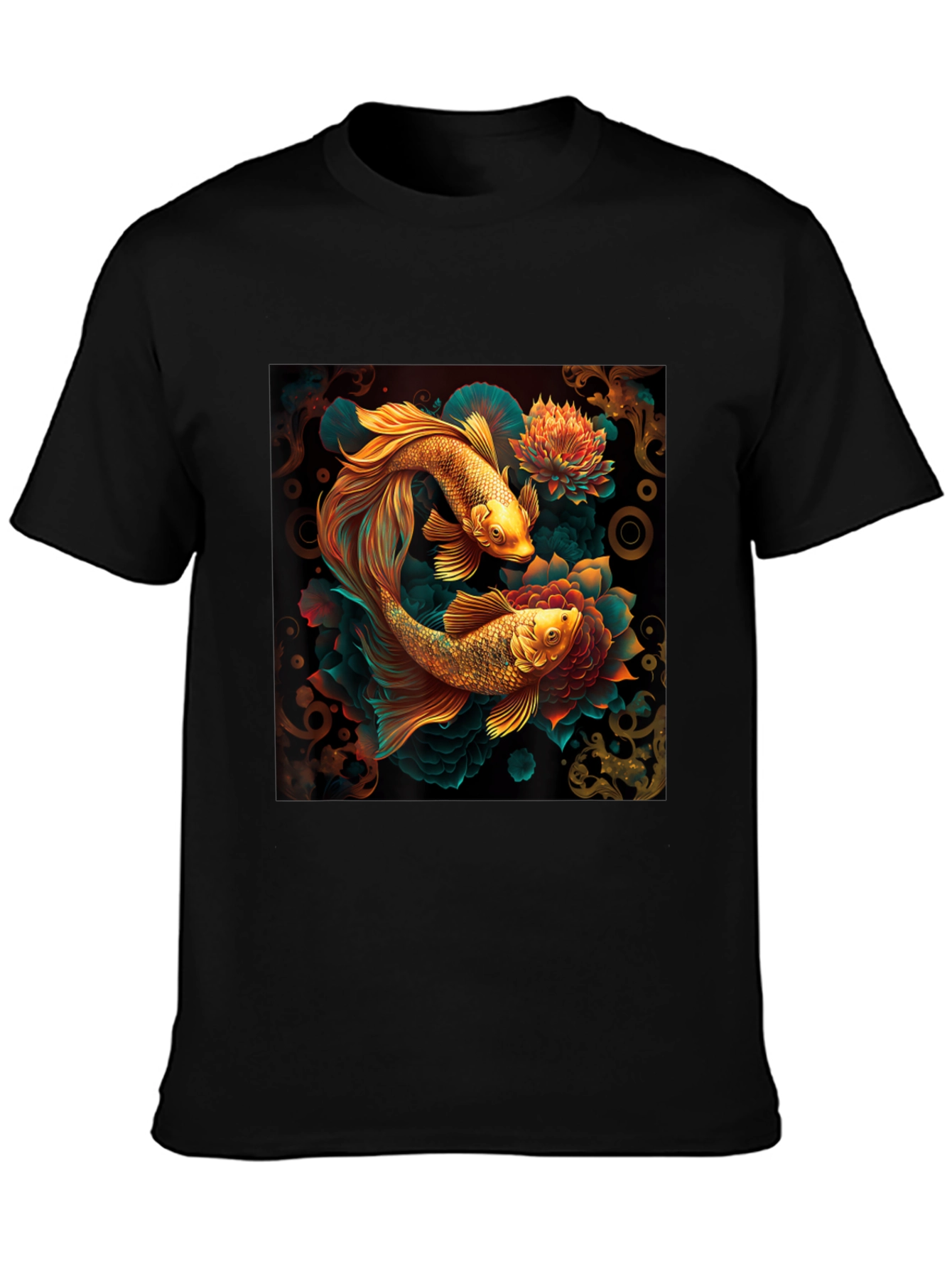 Black Koi Fish Graphic Tee - Artistic Design view 3