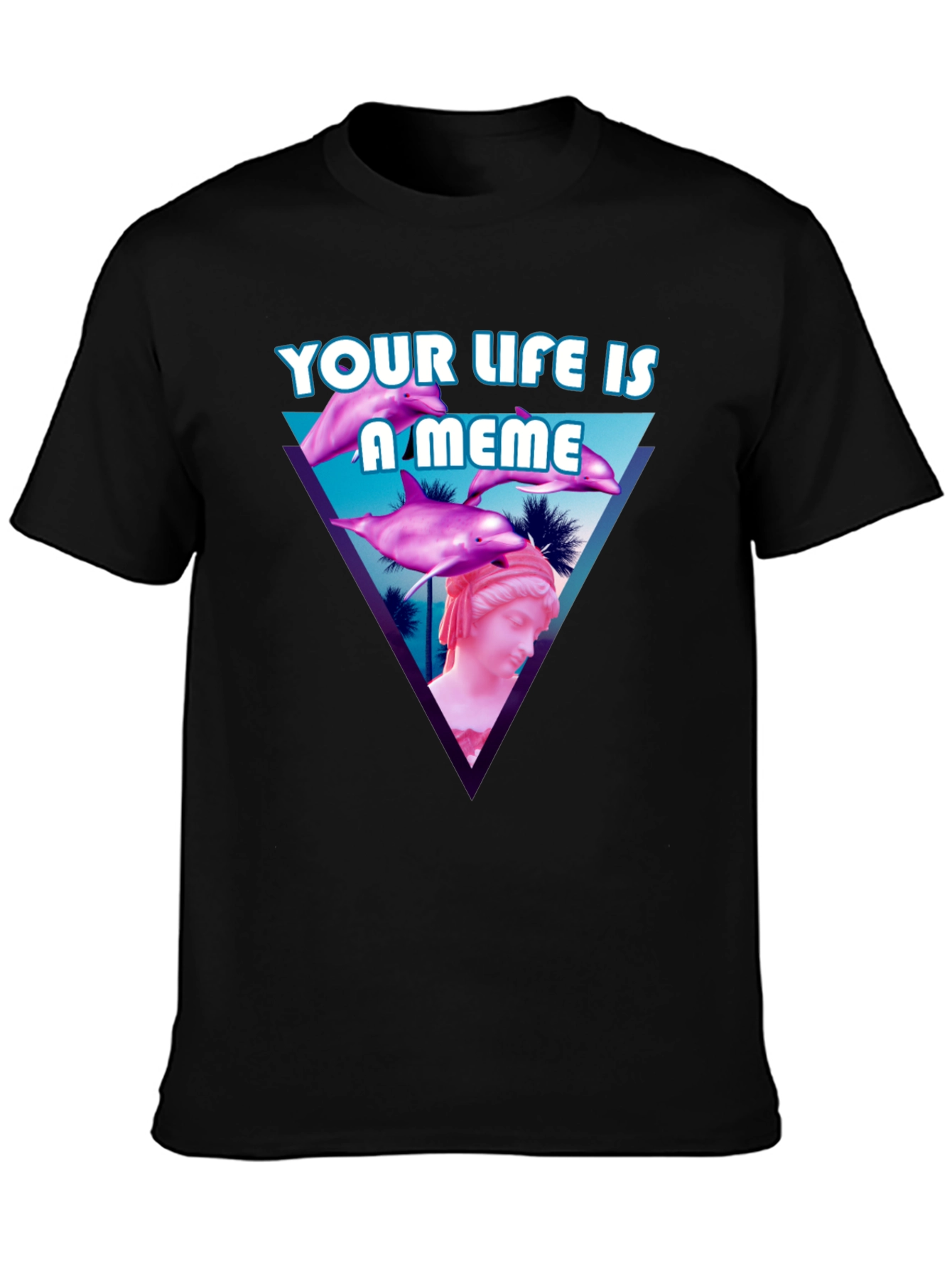 Black Meme Life T-Shirt - Vaporwave Style view 3