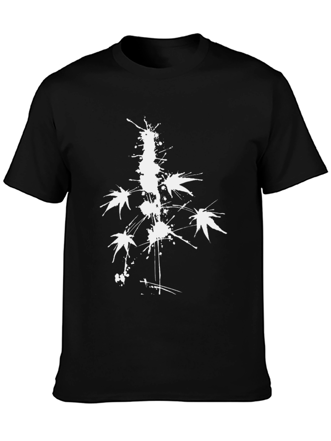 Black Abstract White Print Black T-Shirt view 3