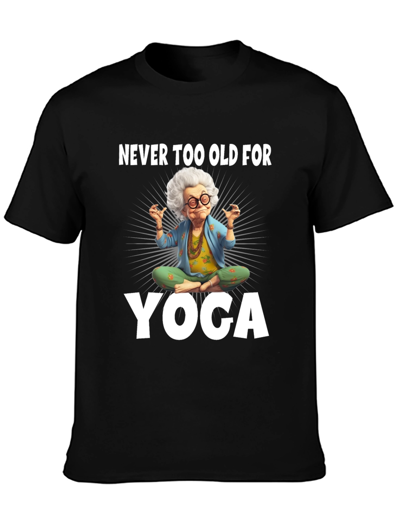 Black Funny Yoga Grandma T-Shirt view 3