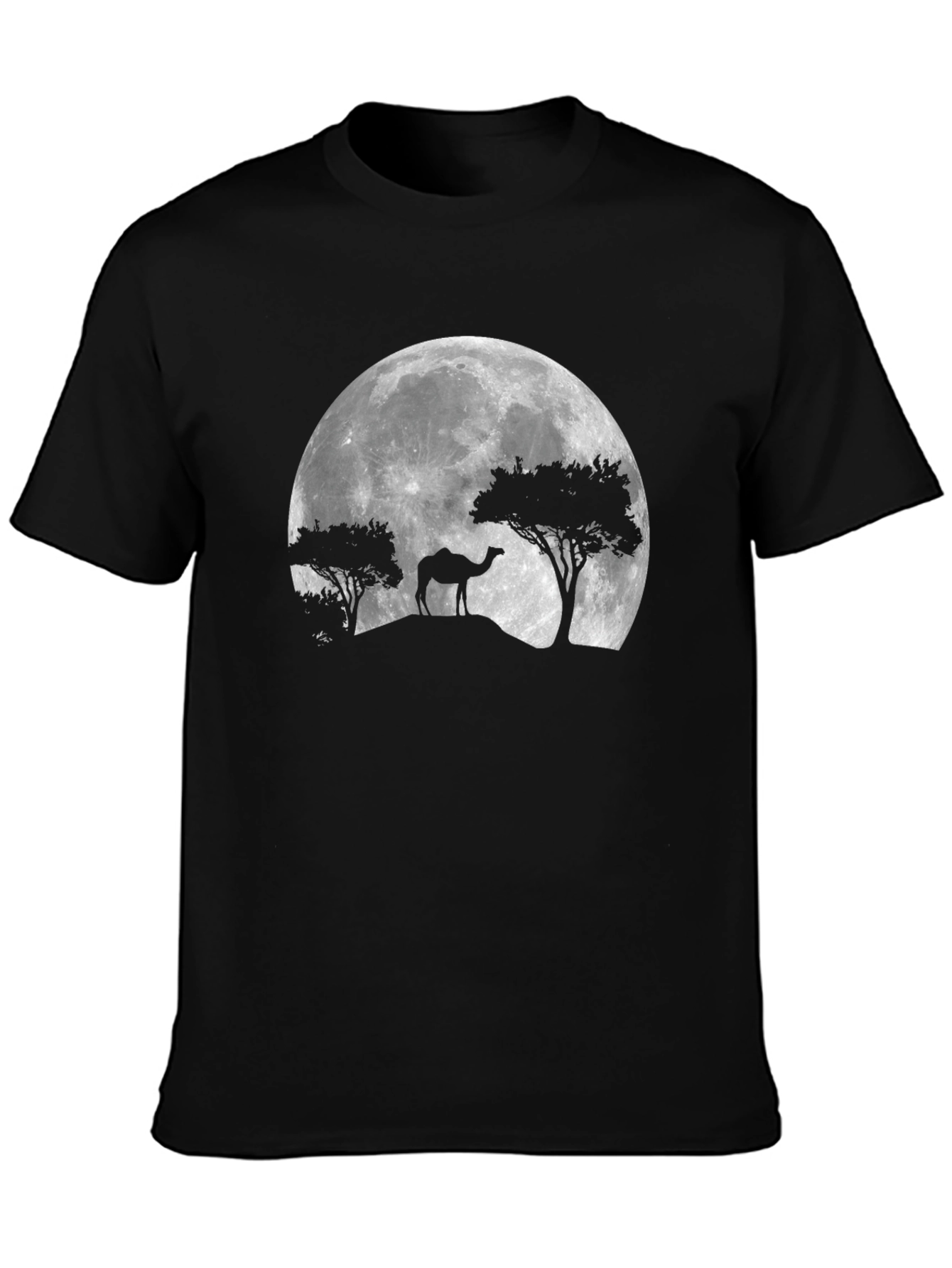 Black Camel Silhouette Moon Graphic T-Shirt view 3
