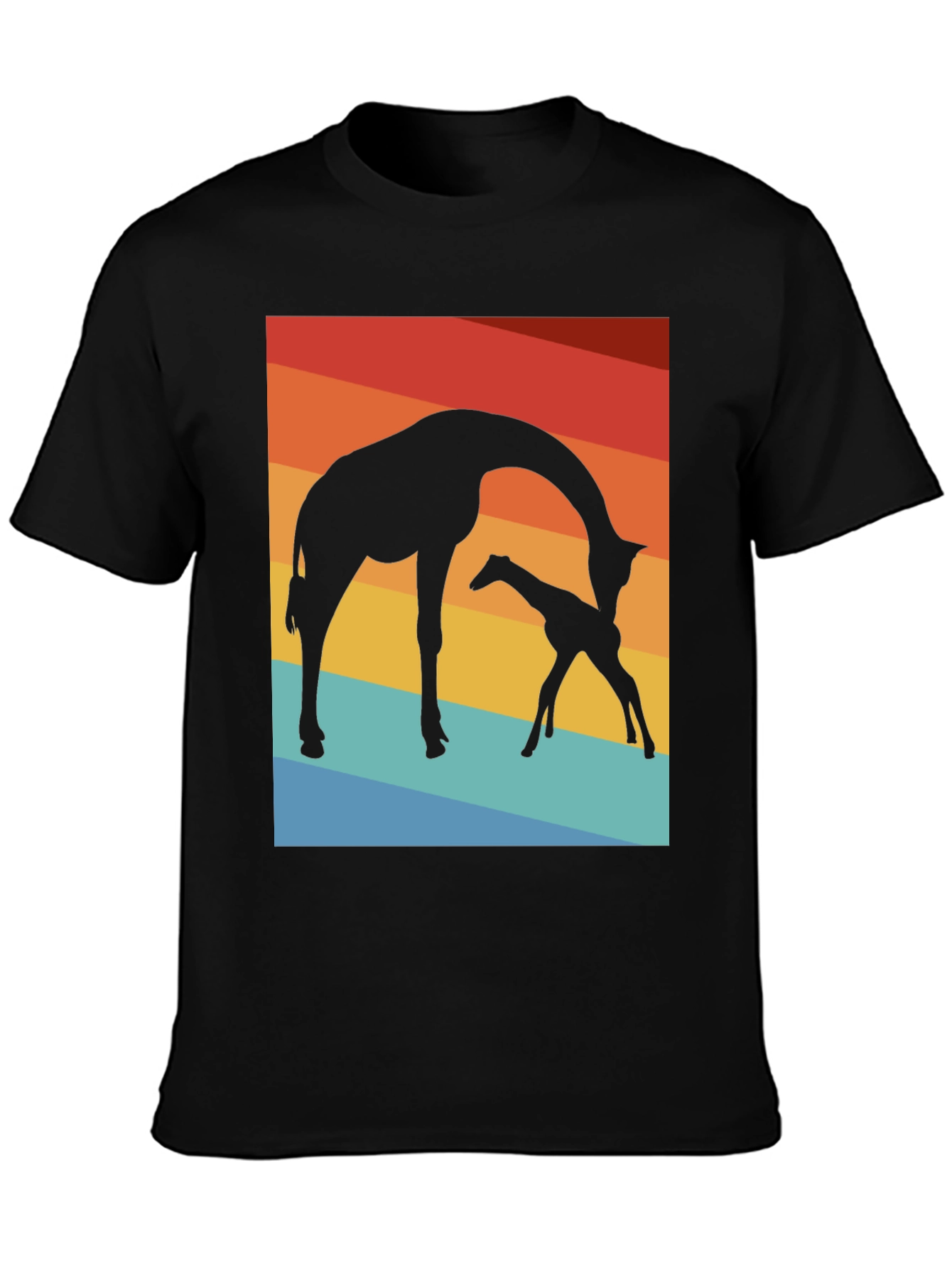 Black Giraffe Silhouette T-Shirt - Sunset Graphic Tee view 3
