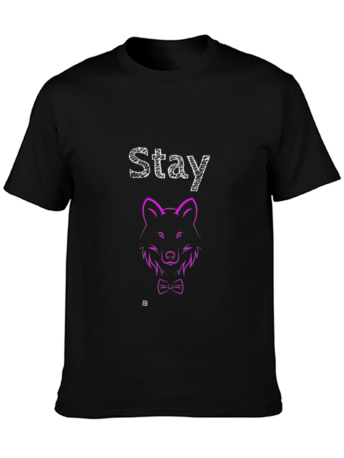 Black Stay Wolf Graphic T-Shirt - Modern Design view 3