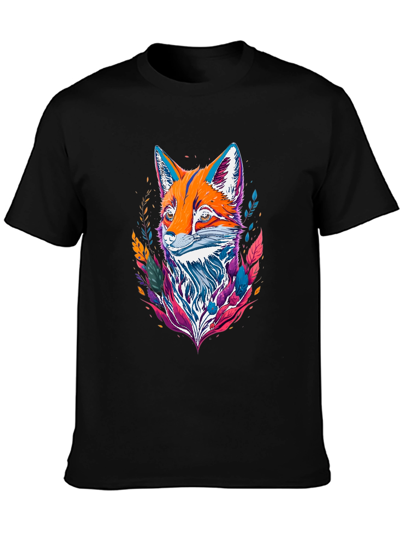 Black Abstract Fox Graphic Tee - Vivid Print view 3
