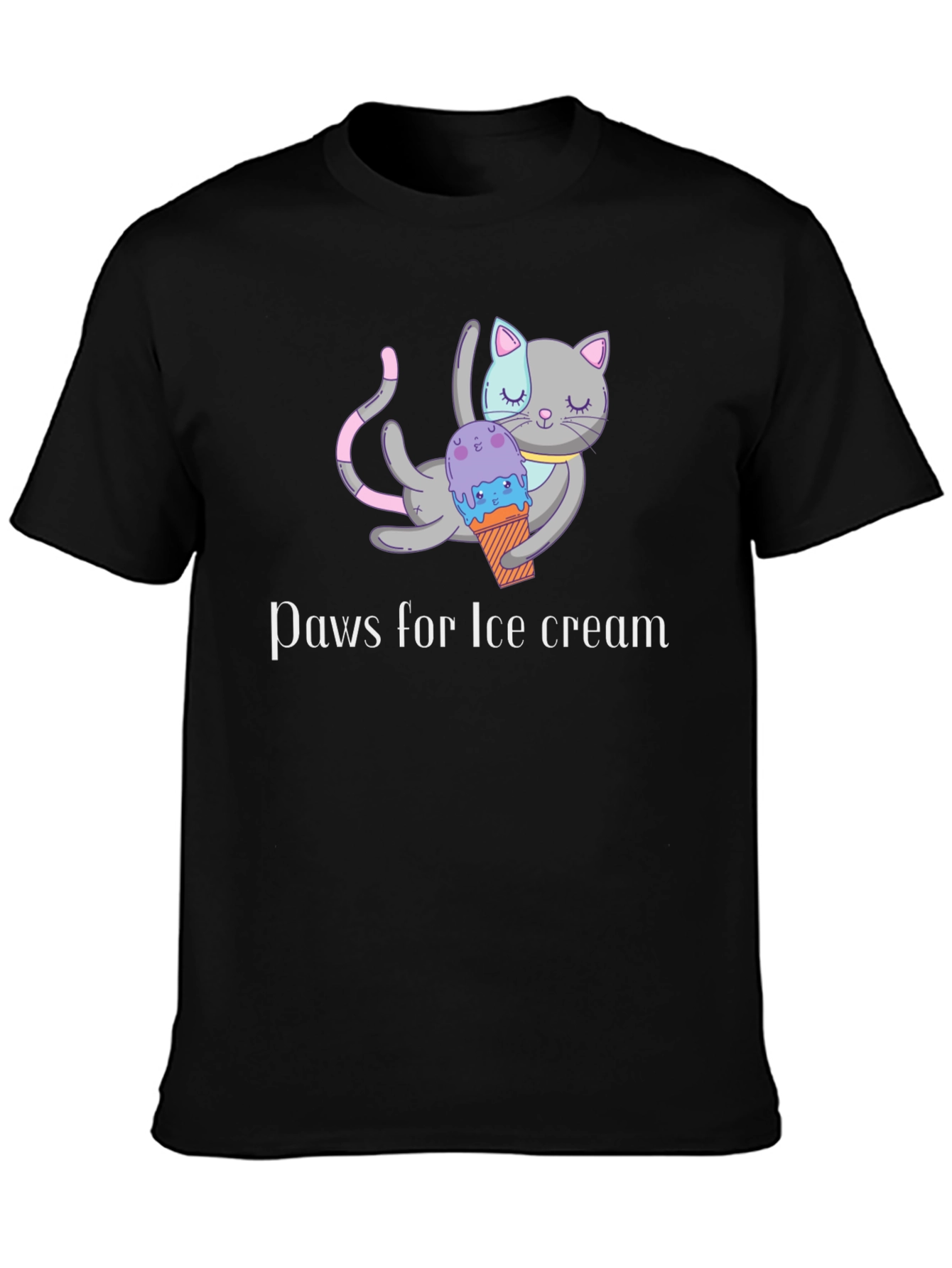 Black Paws for Ice Cream Black T-Shirt view 3
