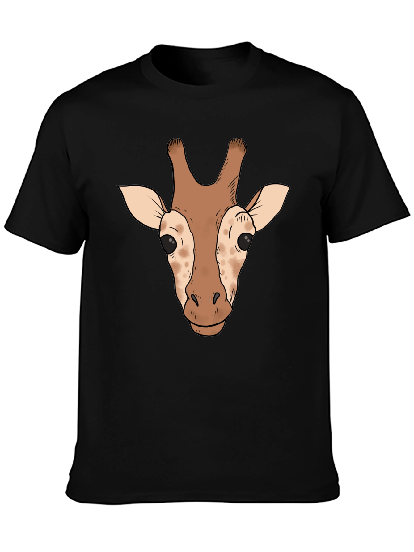 Black Giraffe Head Graphic Tee - Black Casual T-Shirt view 3