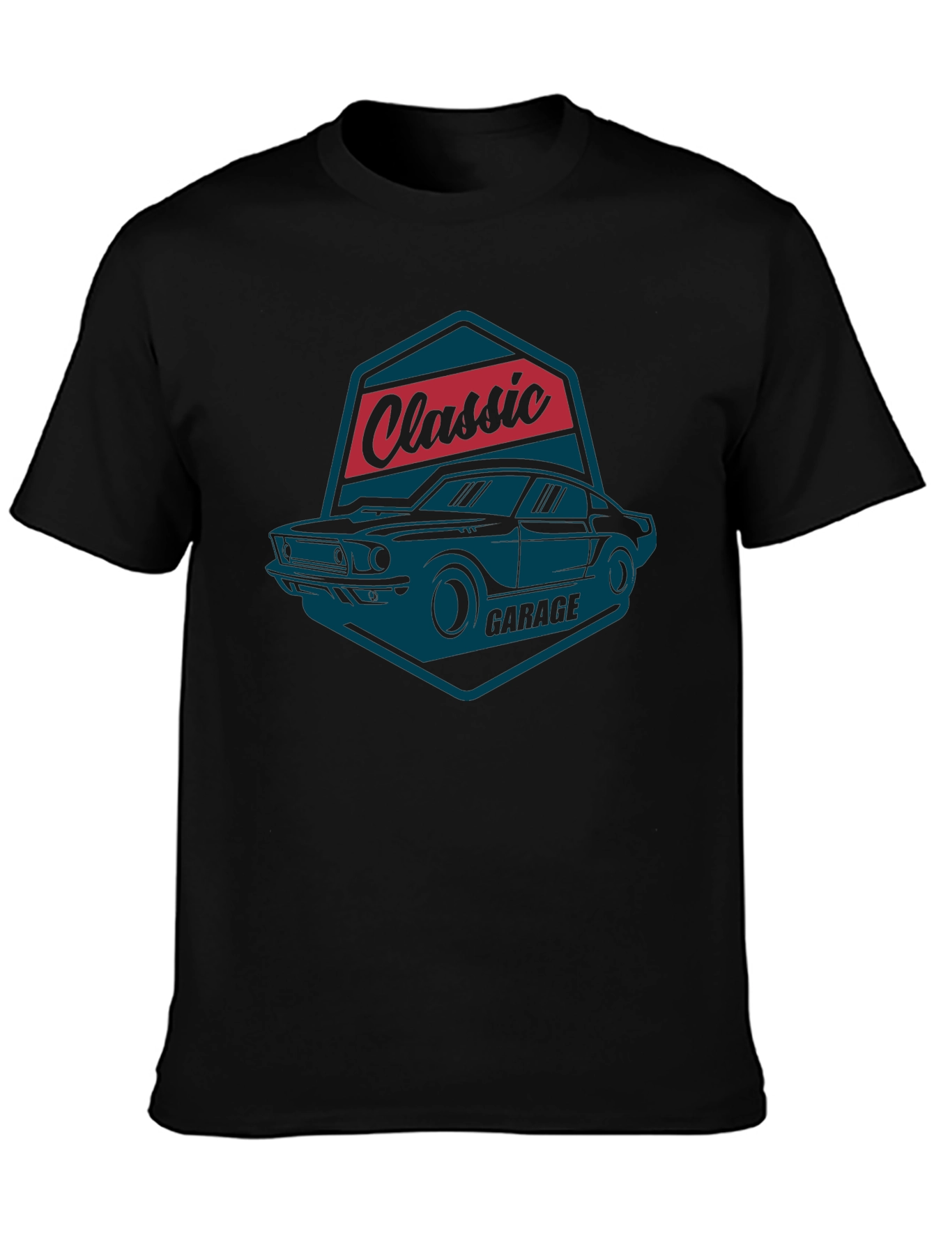 Black Classic Garage Car T-Shirt view 3