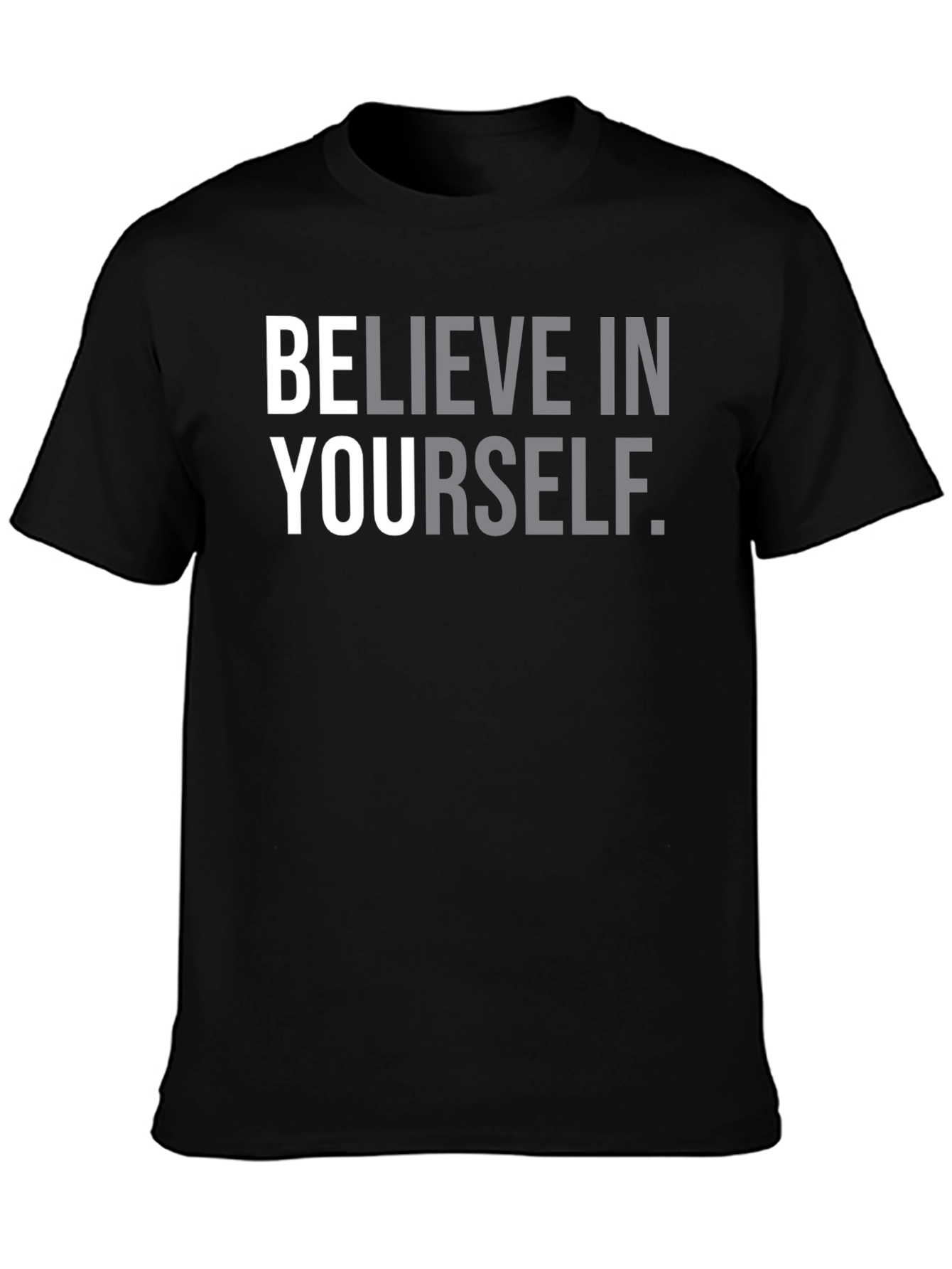 Black Believe in Yourself Graphic Tee - Black Cotton T-Shirt view 3