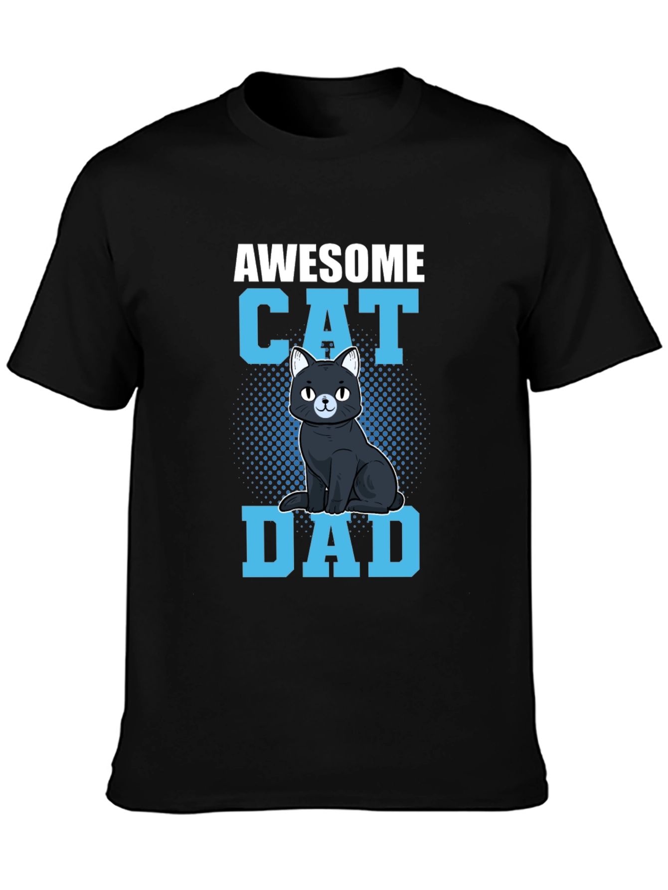 Black Awesome Cat Dad Graphic Tee view 3