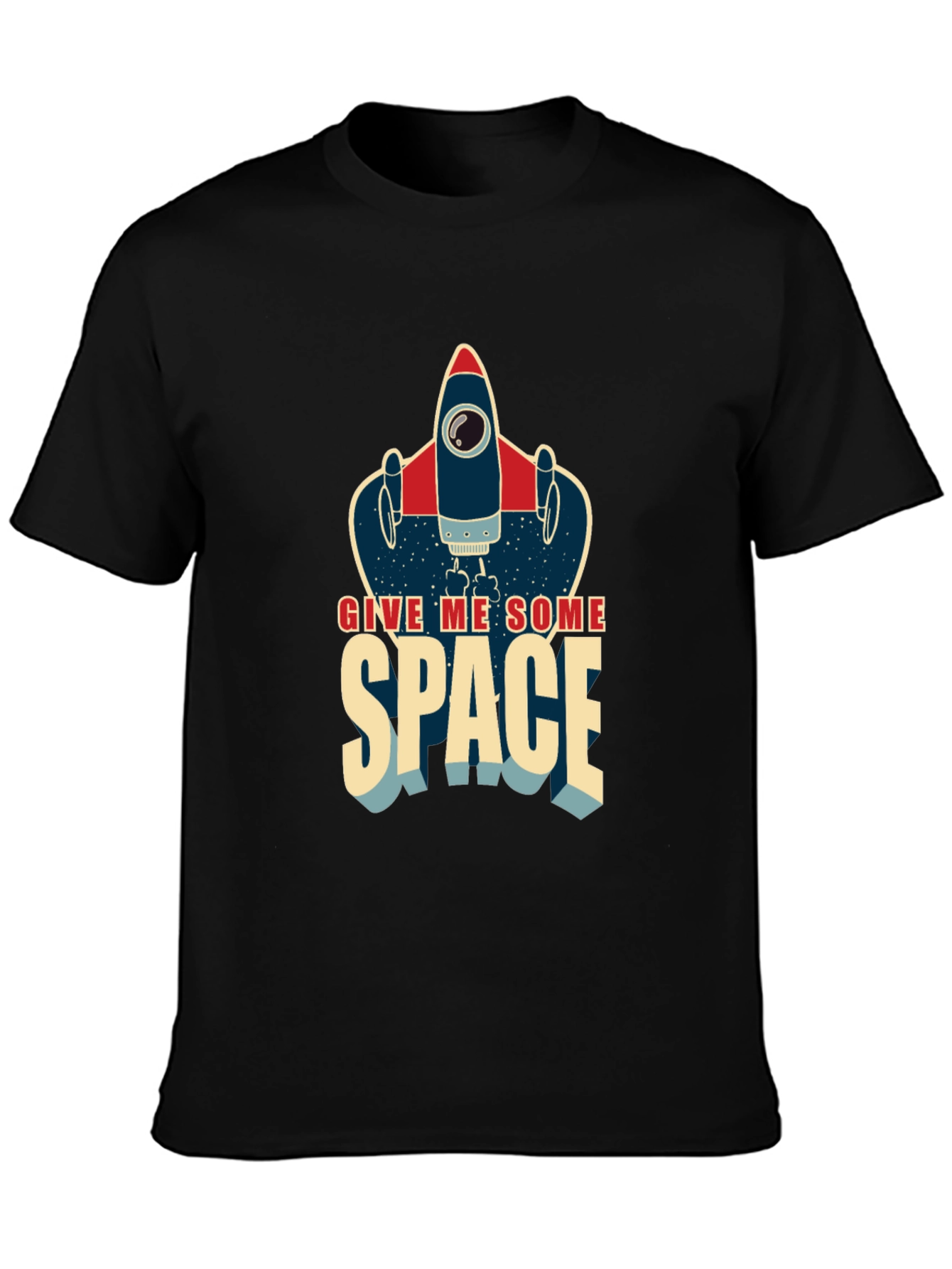 Black Give Me Some Space Rocket T-Shirt view 3