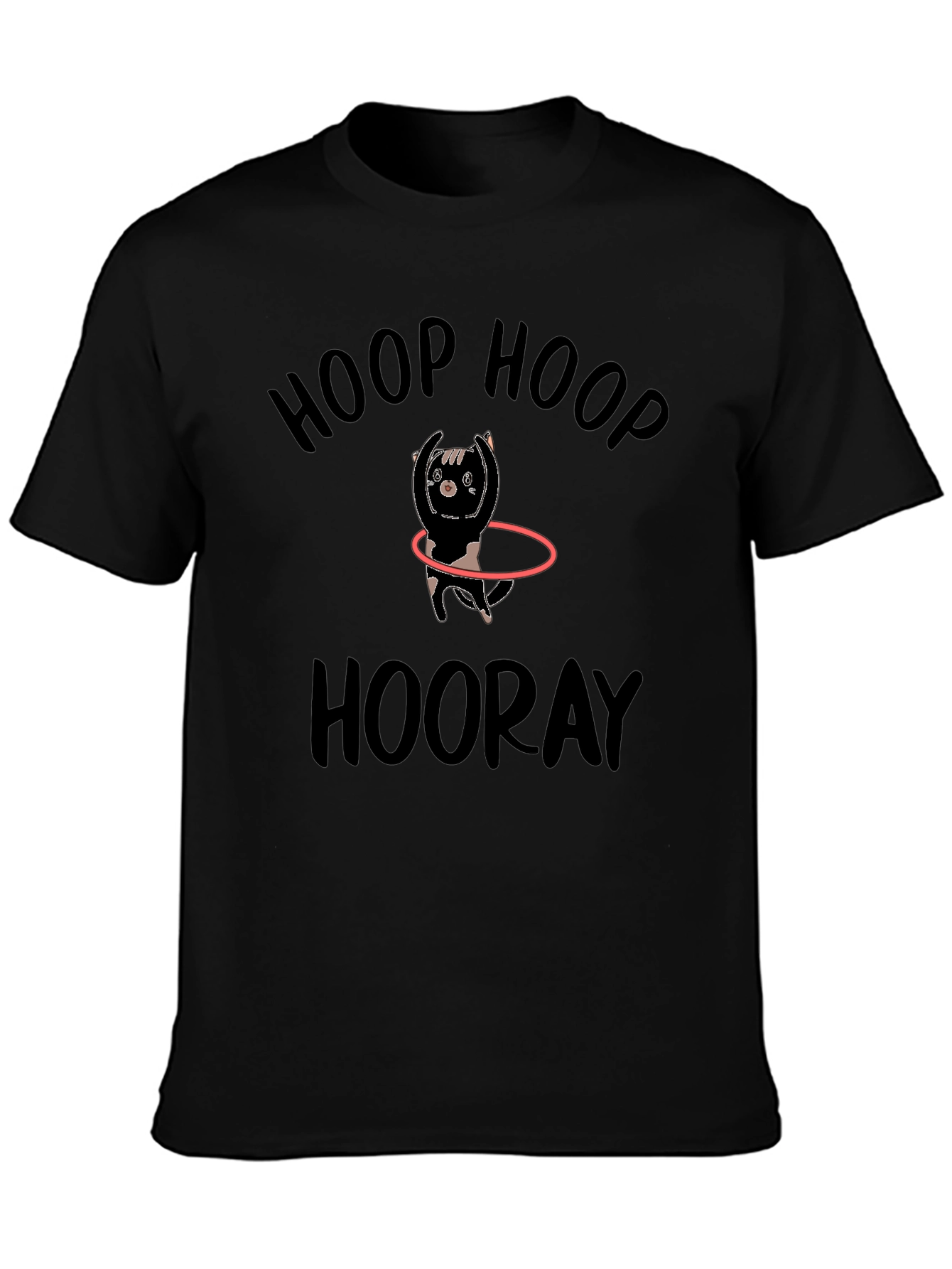 Black Hoop Hoop Hooray Cat T-Shirt view 3