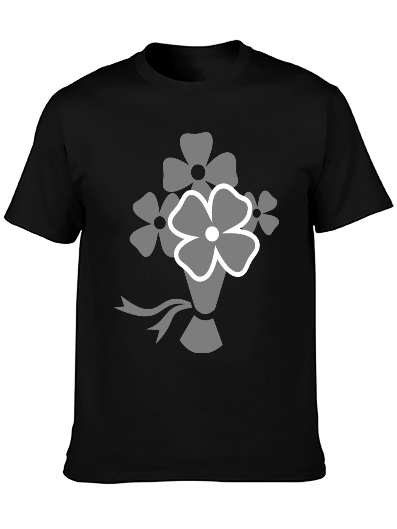 Black Floral Bouquet Graphic T-Shirt view 3