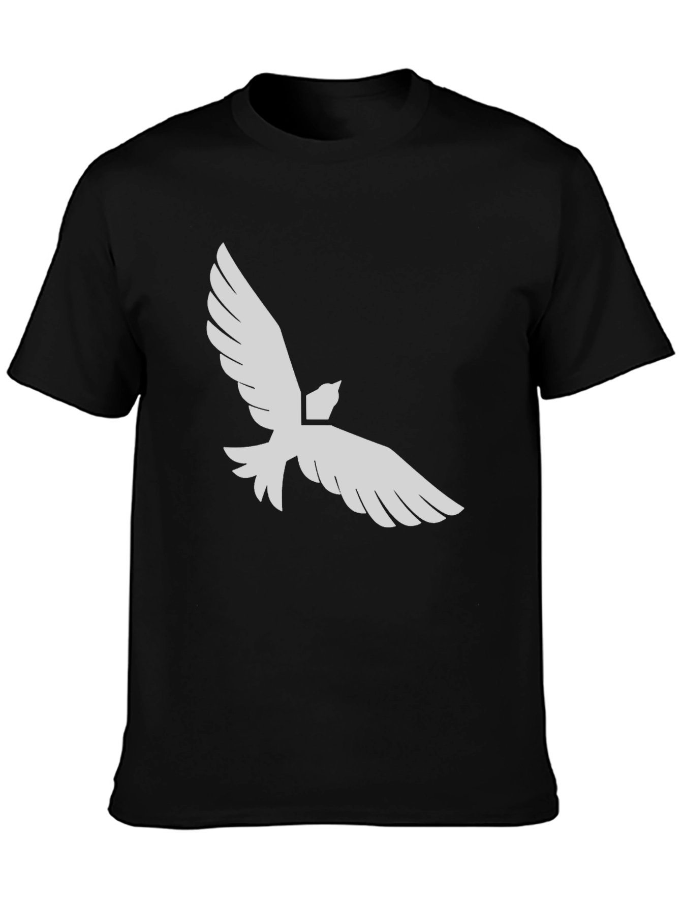 Black Black T-Shirt with White Dove Graphic Print view 3