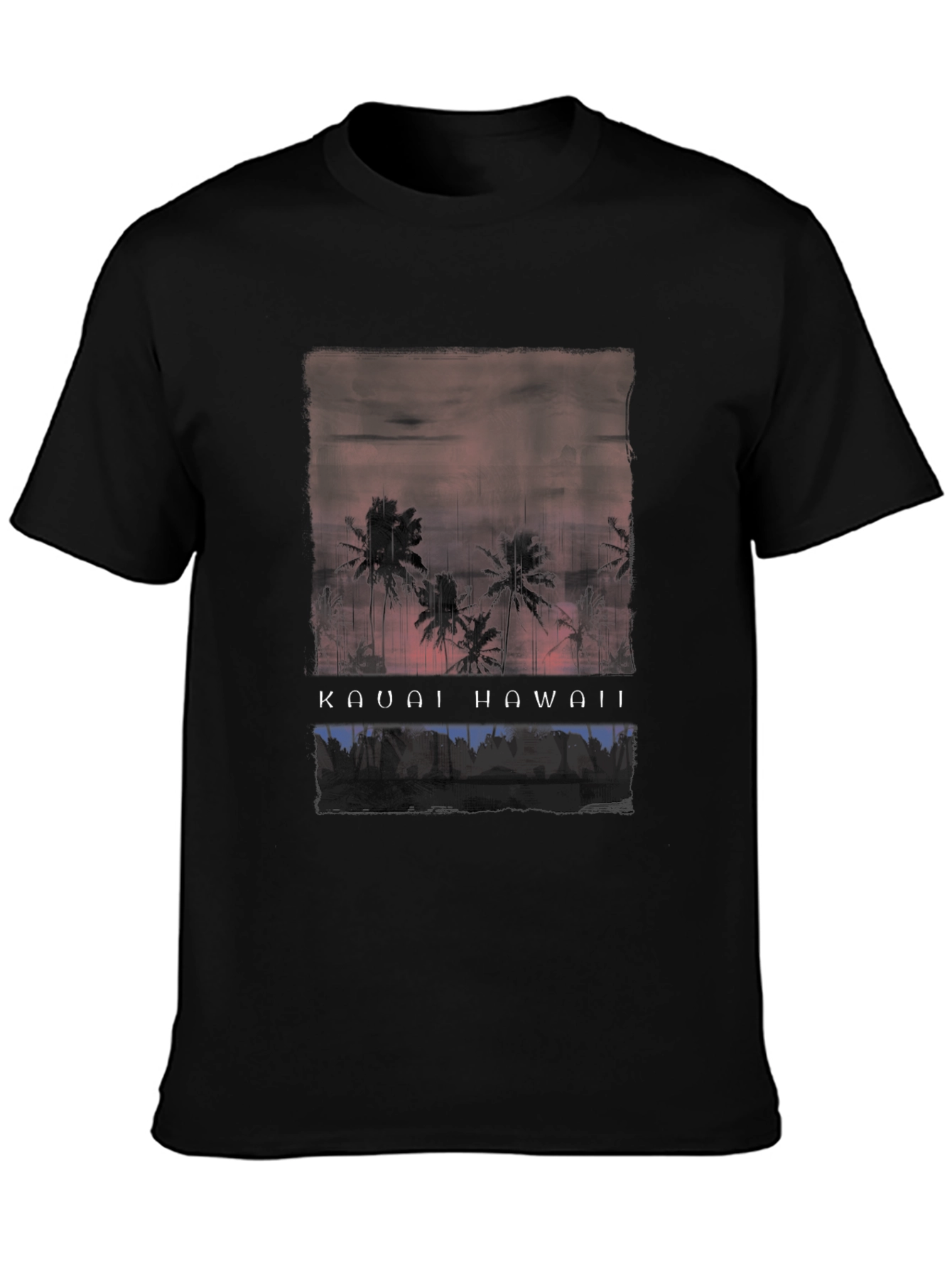 Black Kauai Hawaii Palm Tree Graphic Black T-Shirt view 3