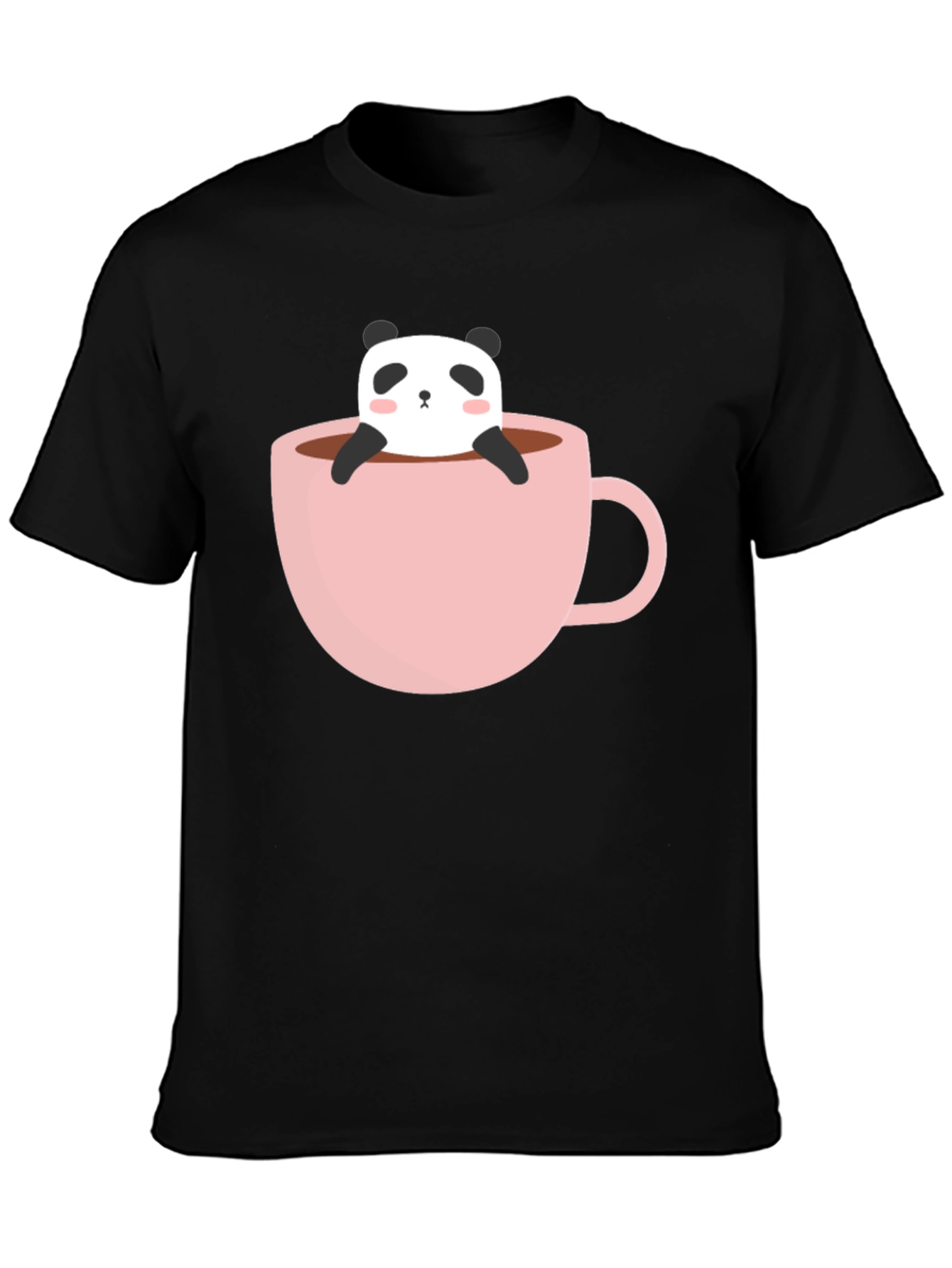 Black Panda in a Cup Graphic Tee - Soft Black Shirt view 3