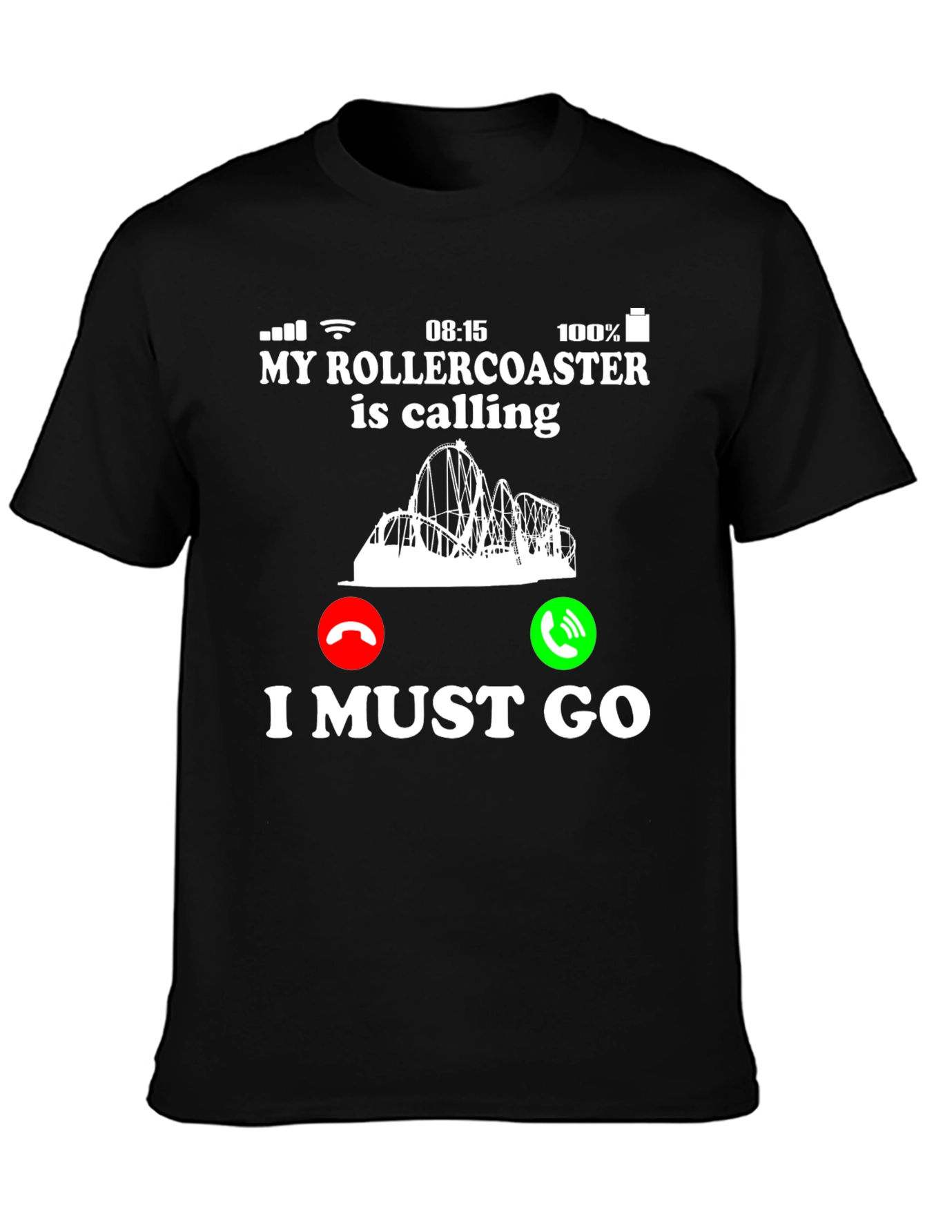 Black Rollercoaster Calling Graphic T-Shirt view 3