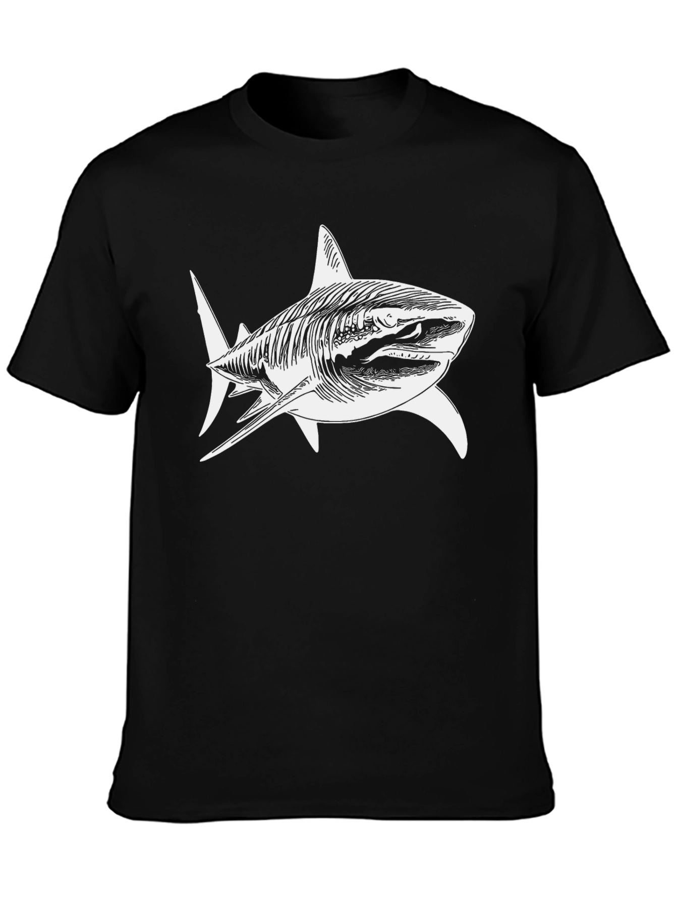 Black Shark Graphic Print Men's Black T-Shirt view 3