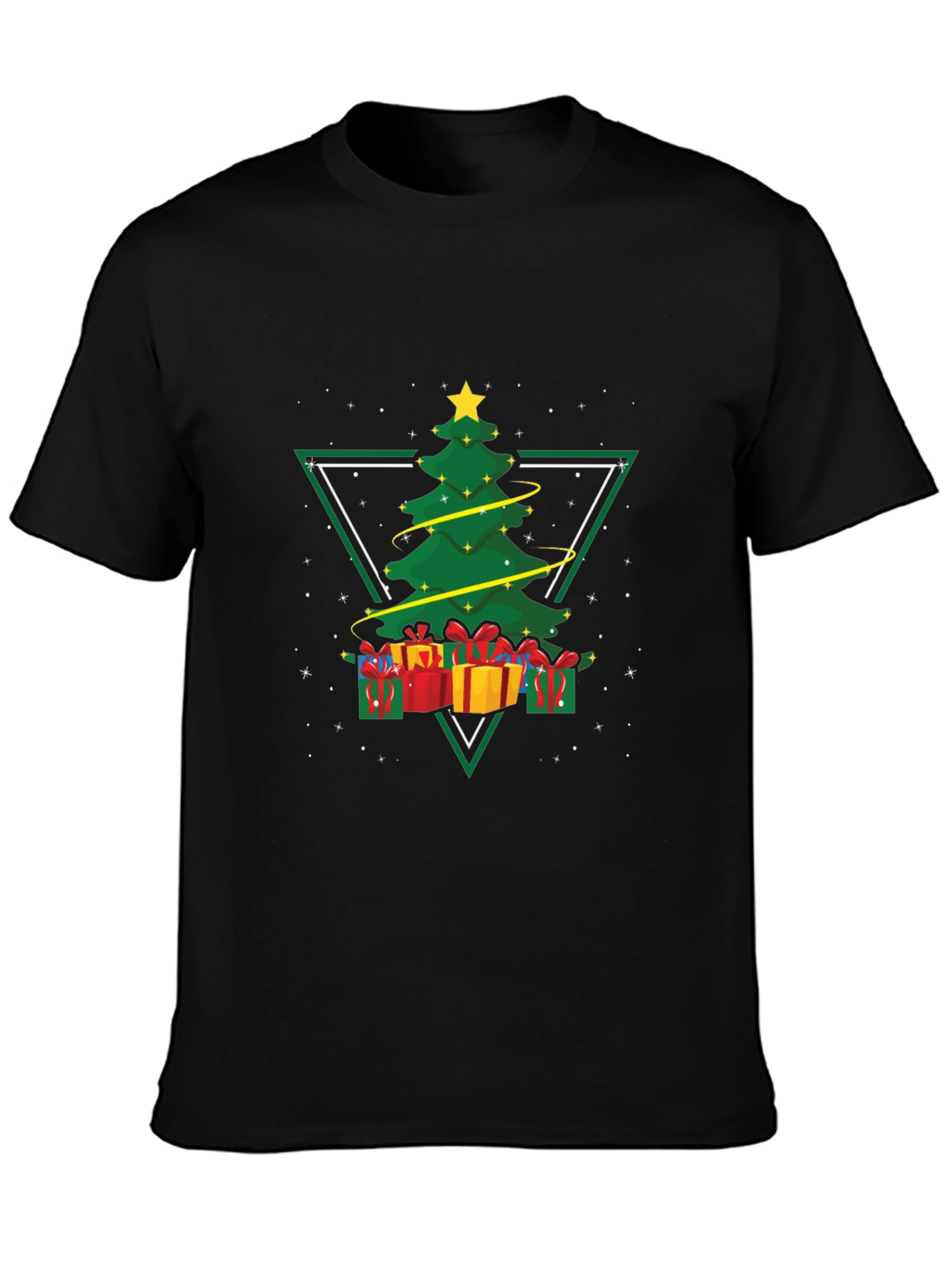 Black Christmas Tree Triangle Graphic Tee view 3