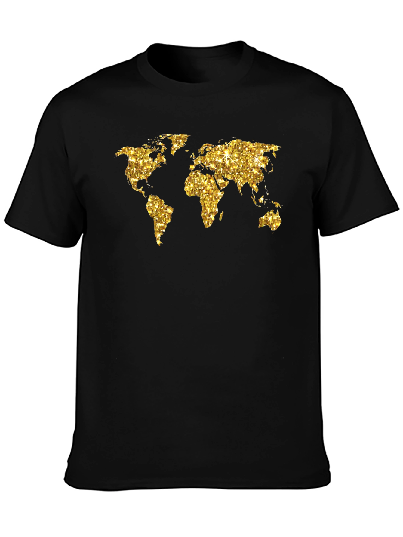 Black Glitter World Map Graphic Tee - Black view 3