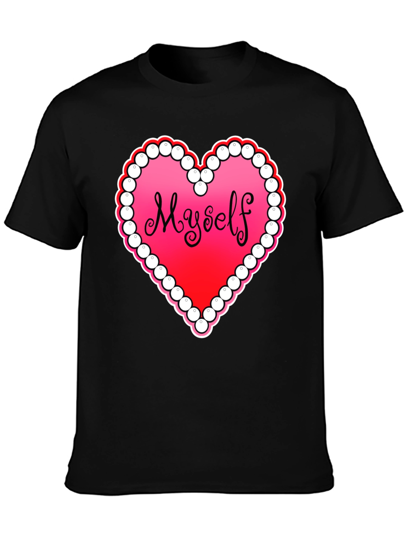 Black Myself Heart Graphic Tee - Black Casual T-Shirt view 3