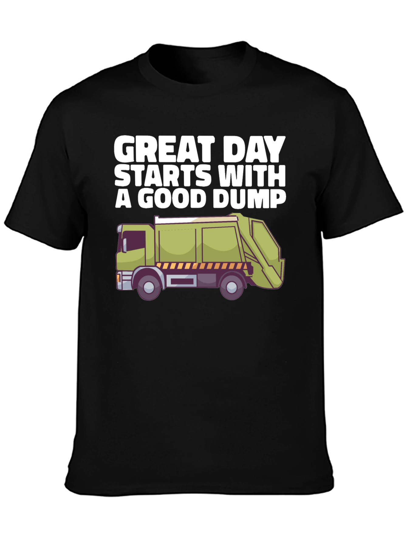 Black Funny Garbage Truck Graphic T-Shirt view 3