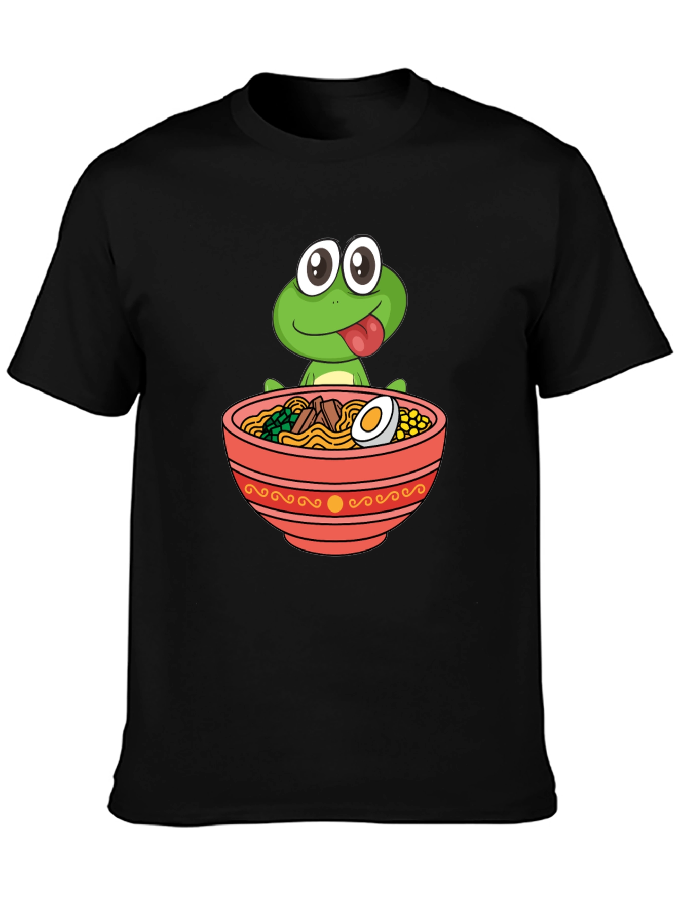 Black Frog Ramen Bowl Graphic Tee - Funny Unisex T-Shirt view 3