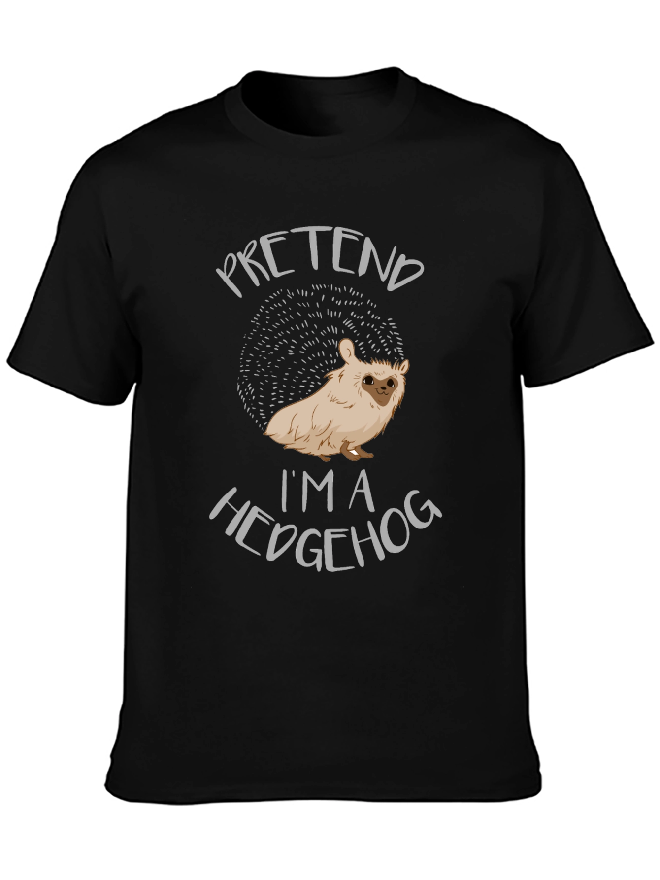 Black Pretend I'm A Hedgehog Novelty T-Shirt view 3