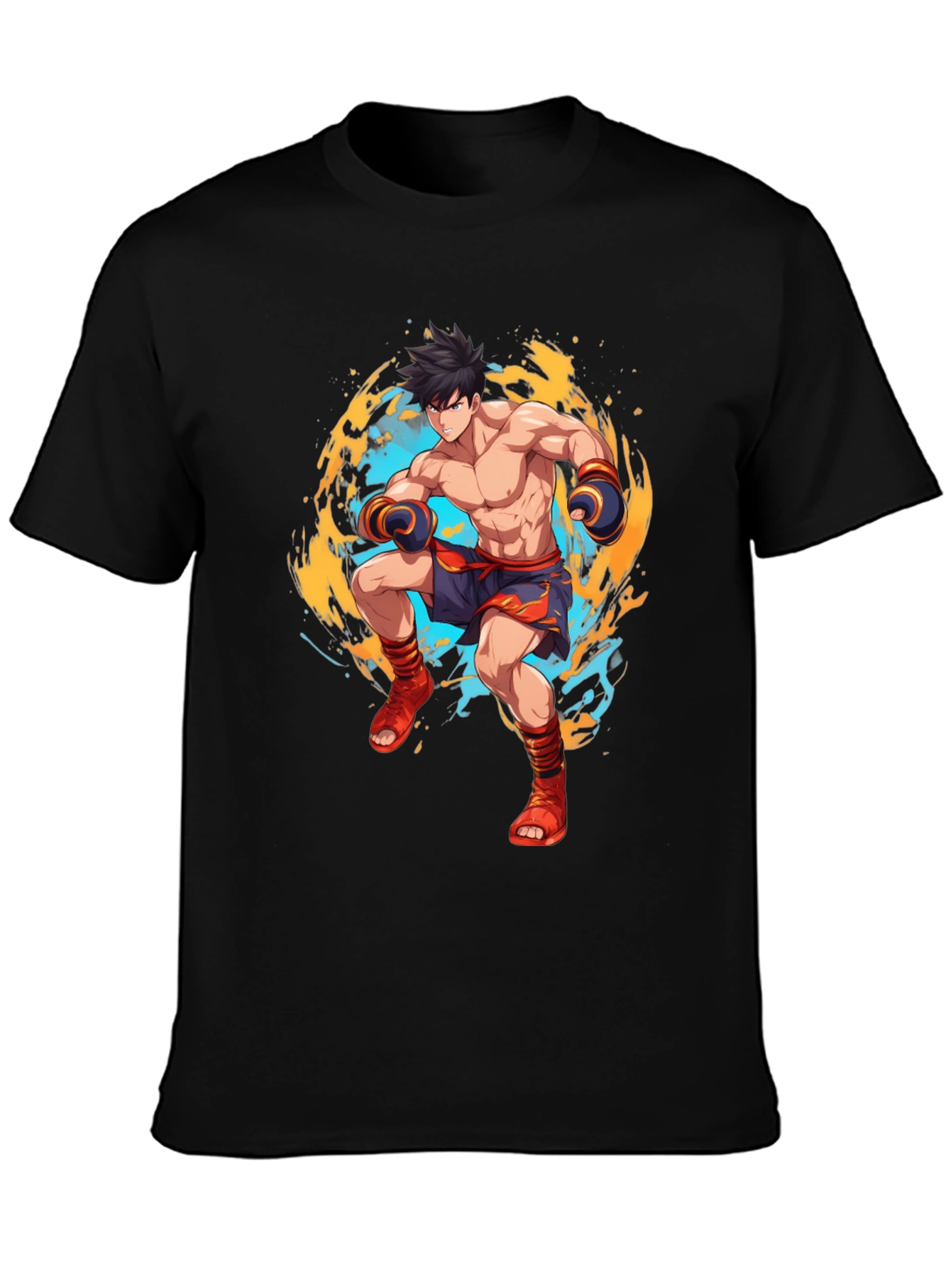 Anime Fighter Graphic Black T-Shirt - 3