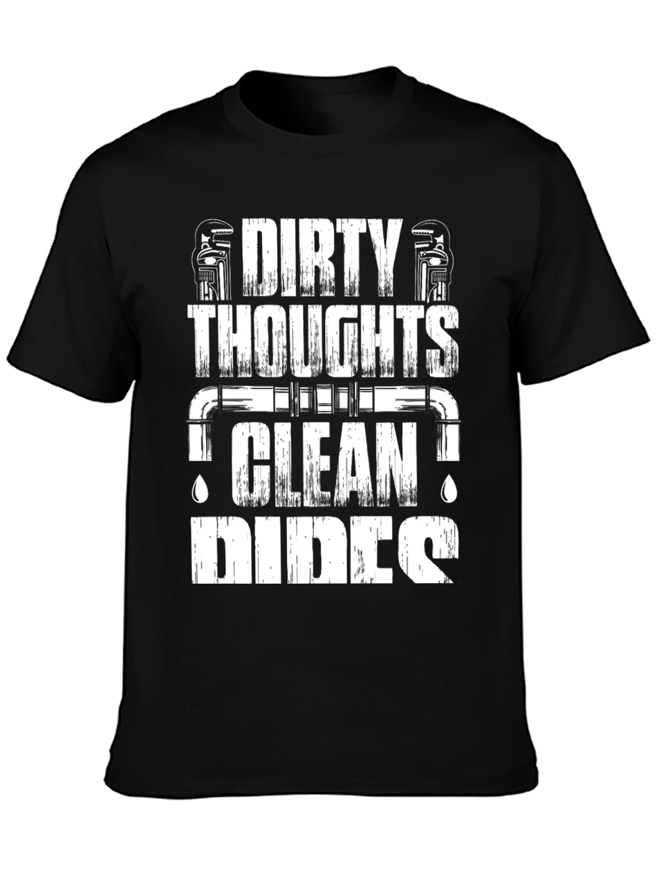 Black Dirty Thoughts Clean Pipes Graphic Tee view 3