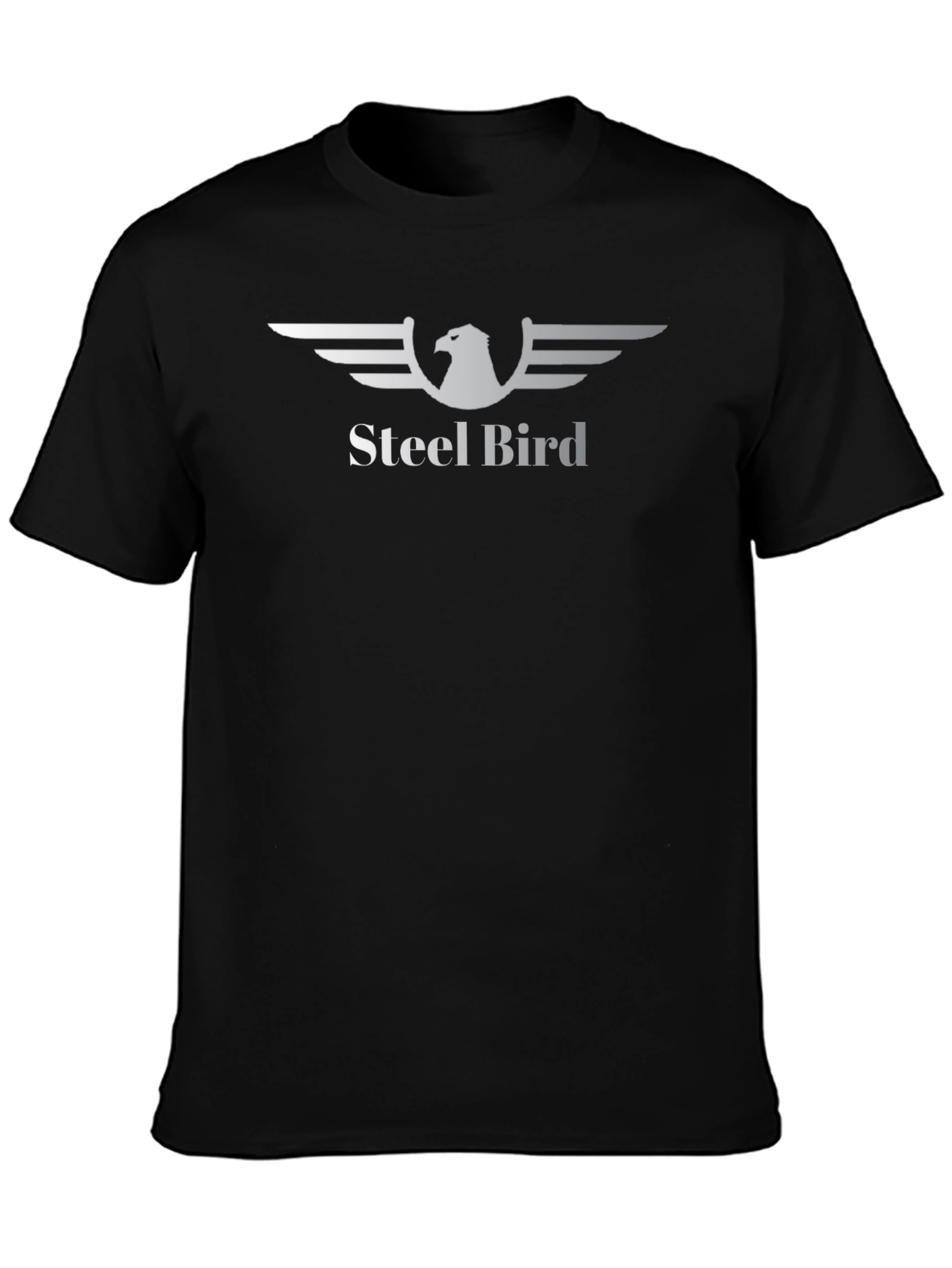 Black Steel Bird Graphic Tee - Black Cotton Blend T-Shirt view 3