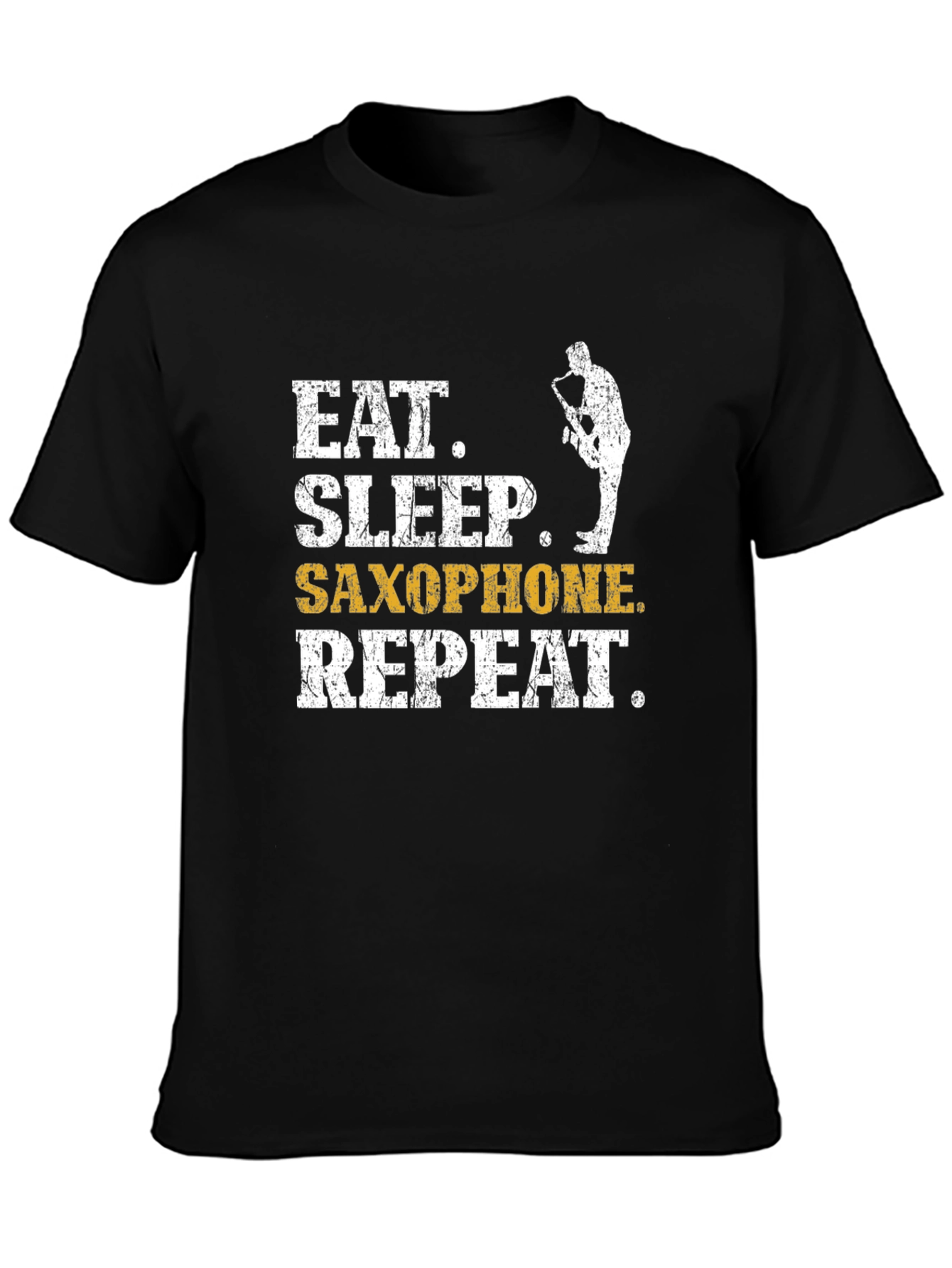 Black Eat Sleep Saxophone Repeat Black Graphic Tee view 3