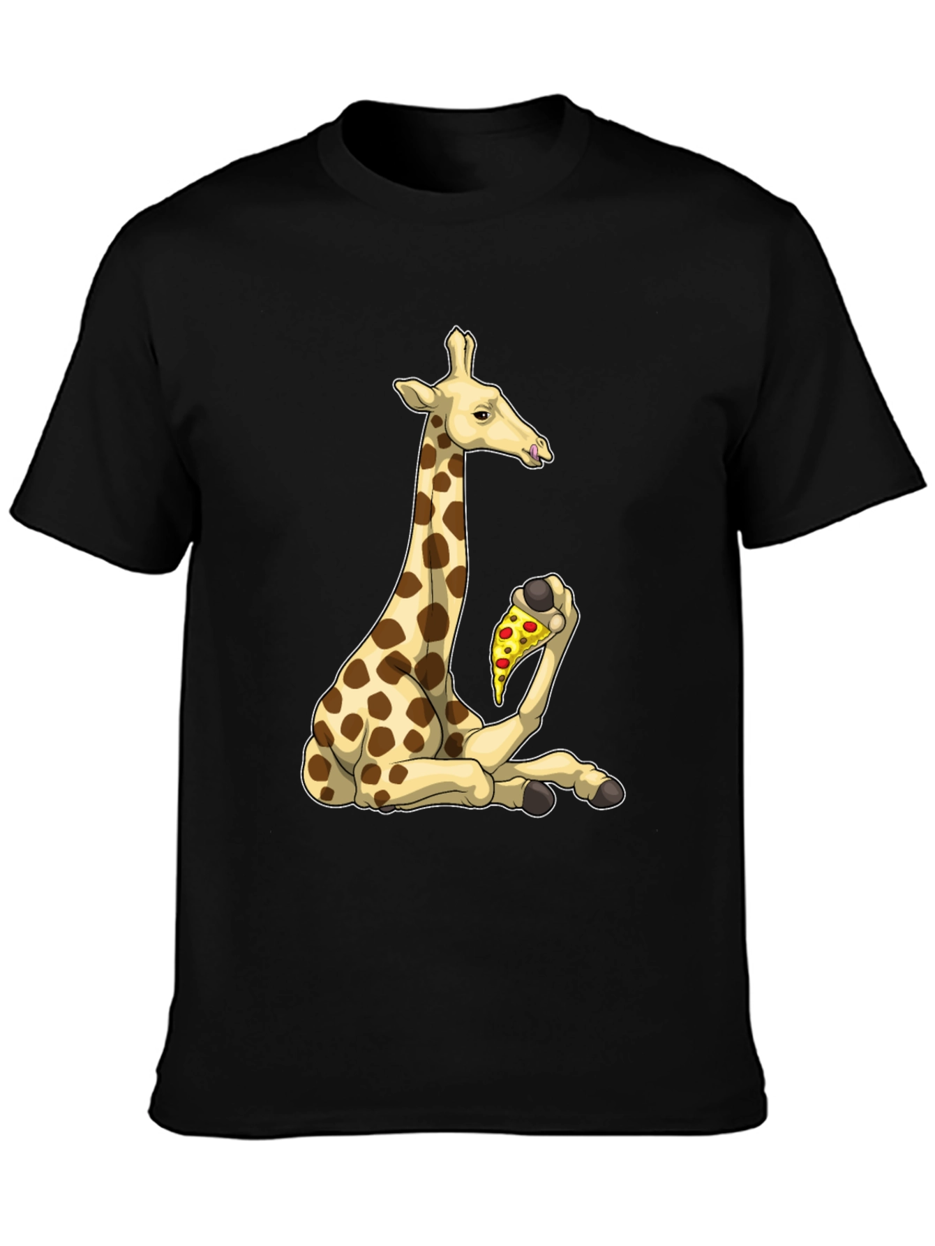 Black Giraffe Pizza T-Shirt - Unique Graphic Tee view 3