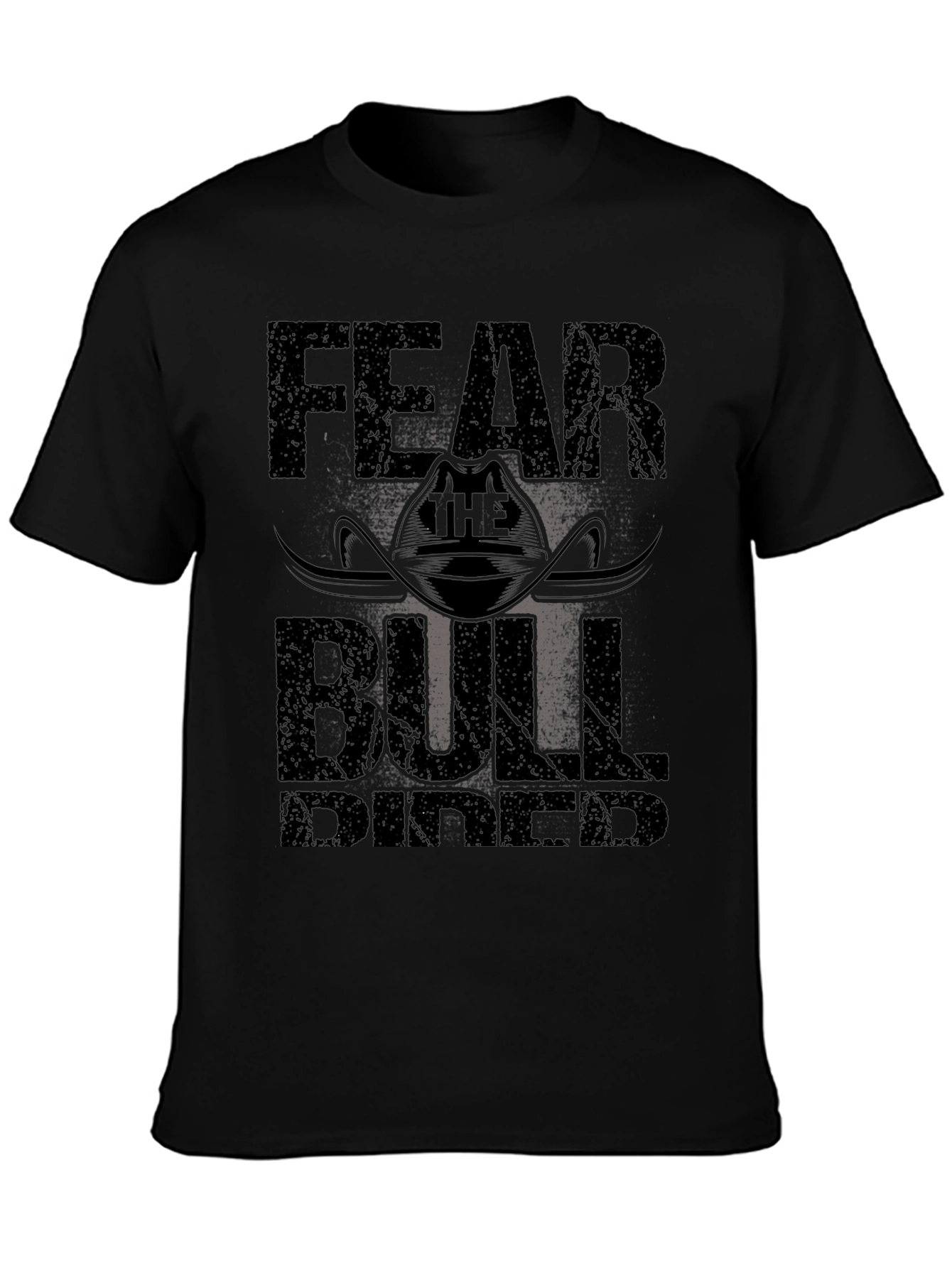 Black Fear the Bull Rider Black T-Shirt view 3