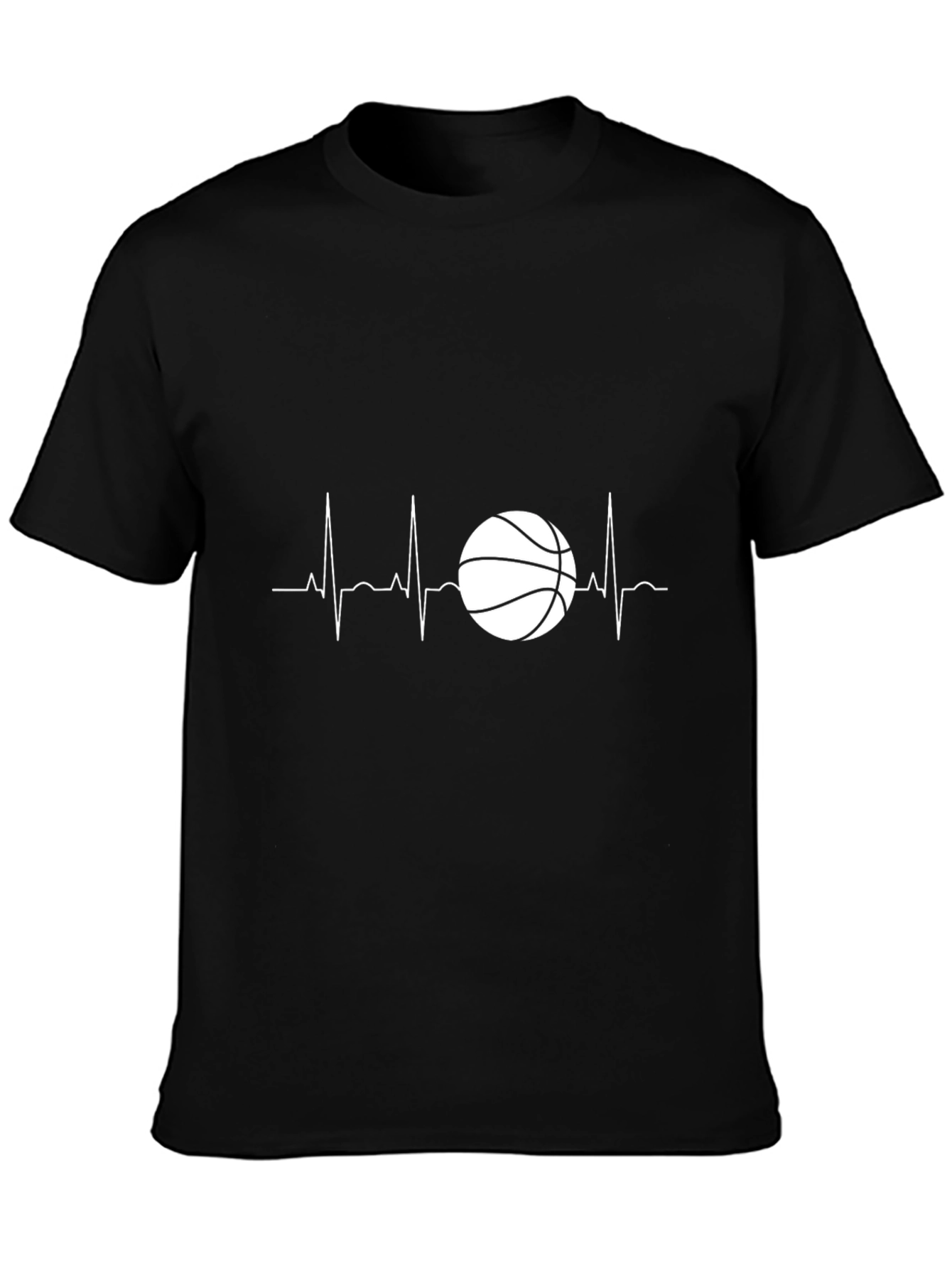 Black Basketball Heartbeat Graphic Tee - Black view 3